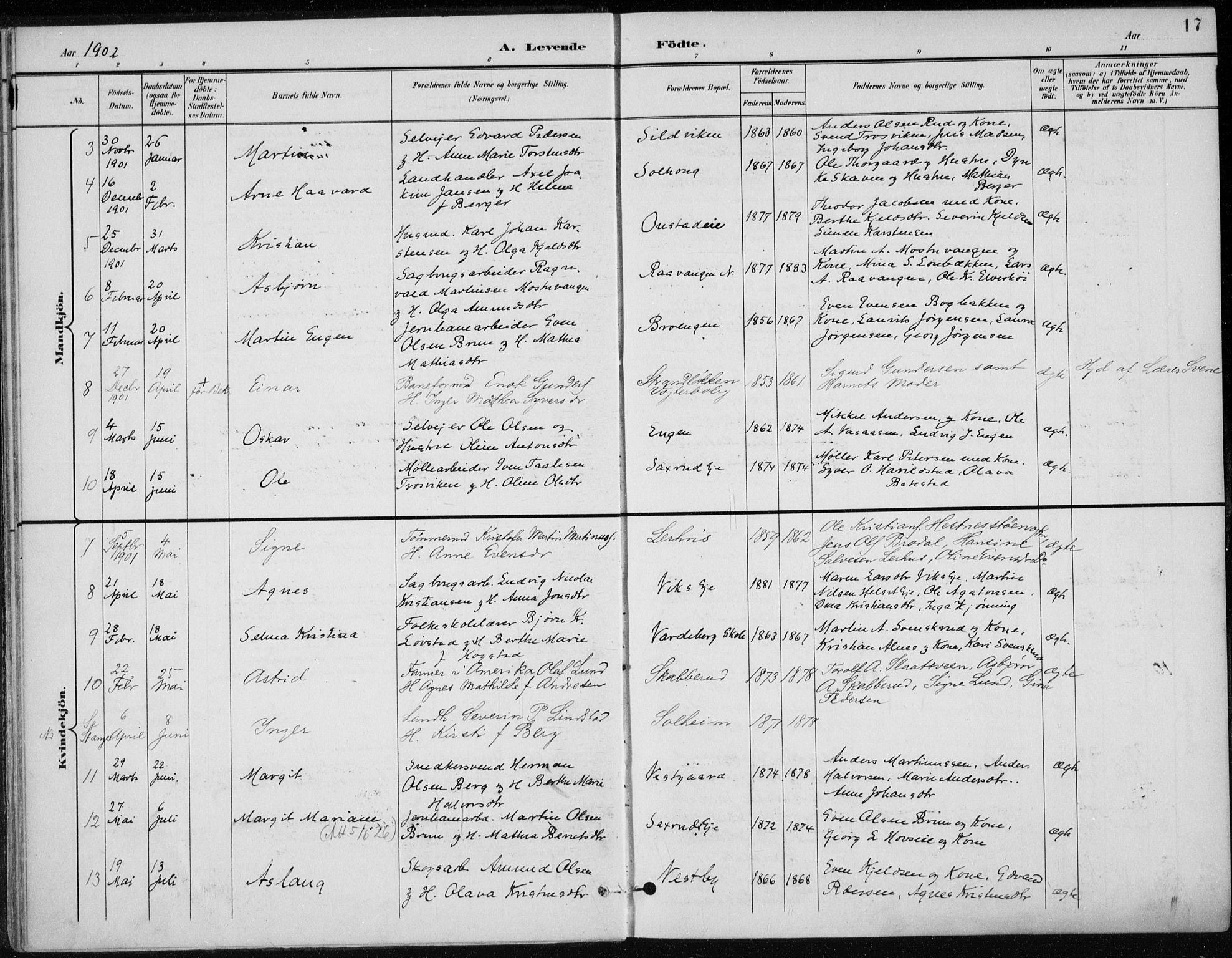 Stange prestekontor, AV/SAH-PREST-002/K/L0023: Parish register (official) no. 23, 1897-1920, p. 17