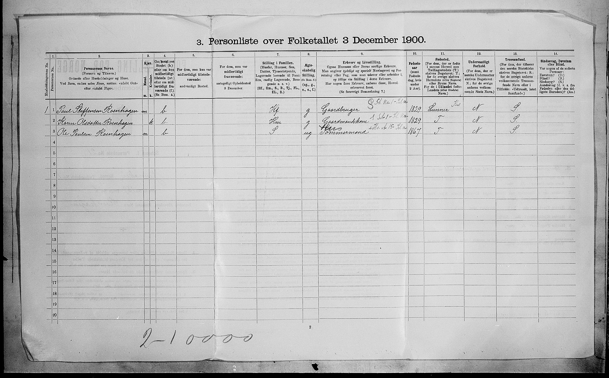 SAH, 1900 census for Jevnaker, 1900, p. 39