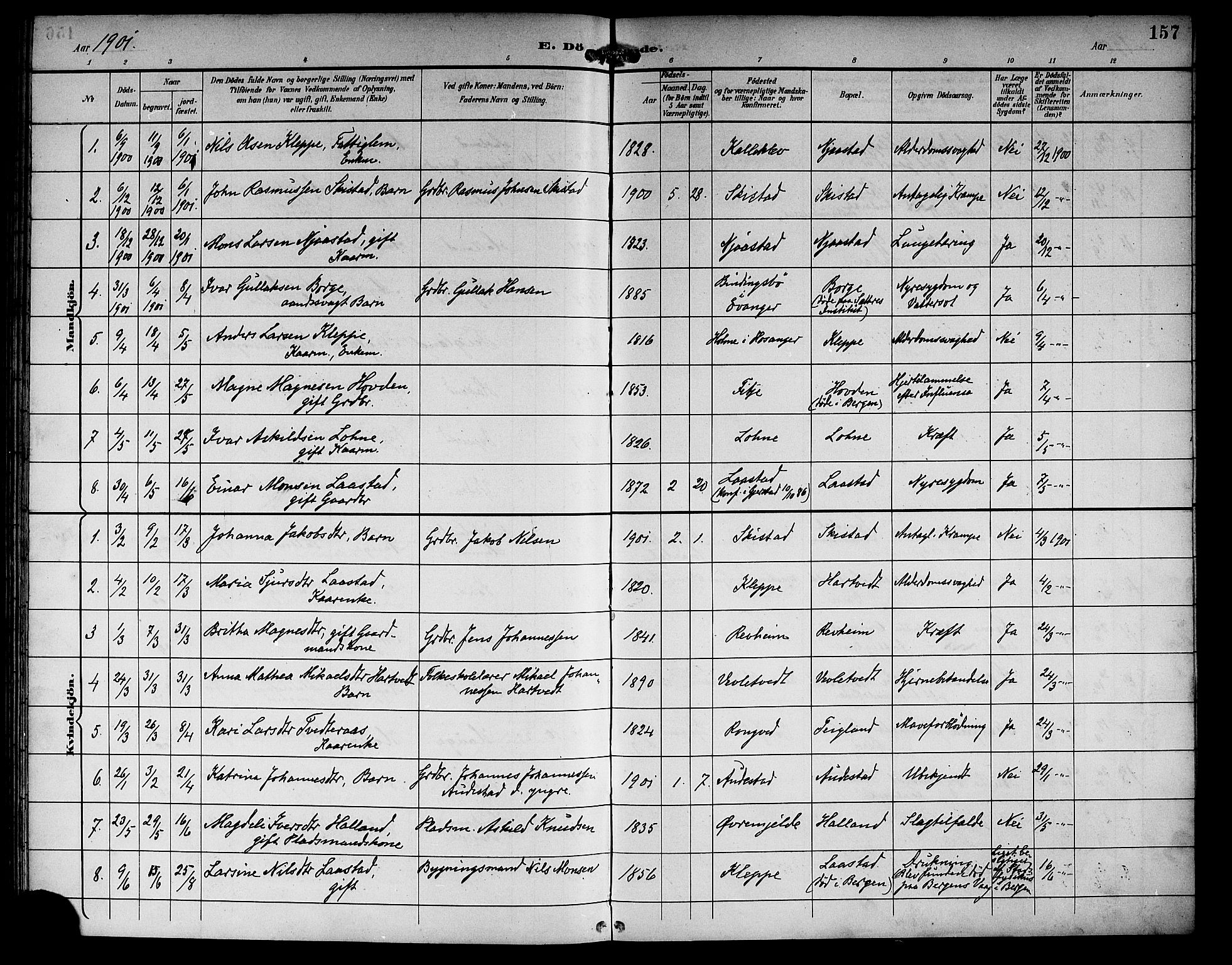 Haus sokneprestembete, AV/SAB-A-75601/H/Hab: Parish register (copy) no. C 3, 1893-1906, p. 157