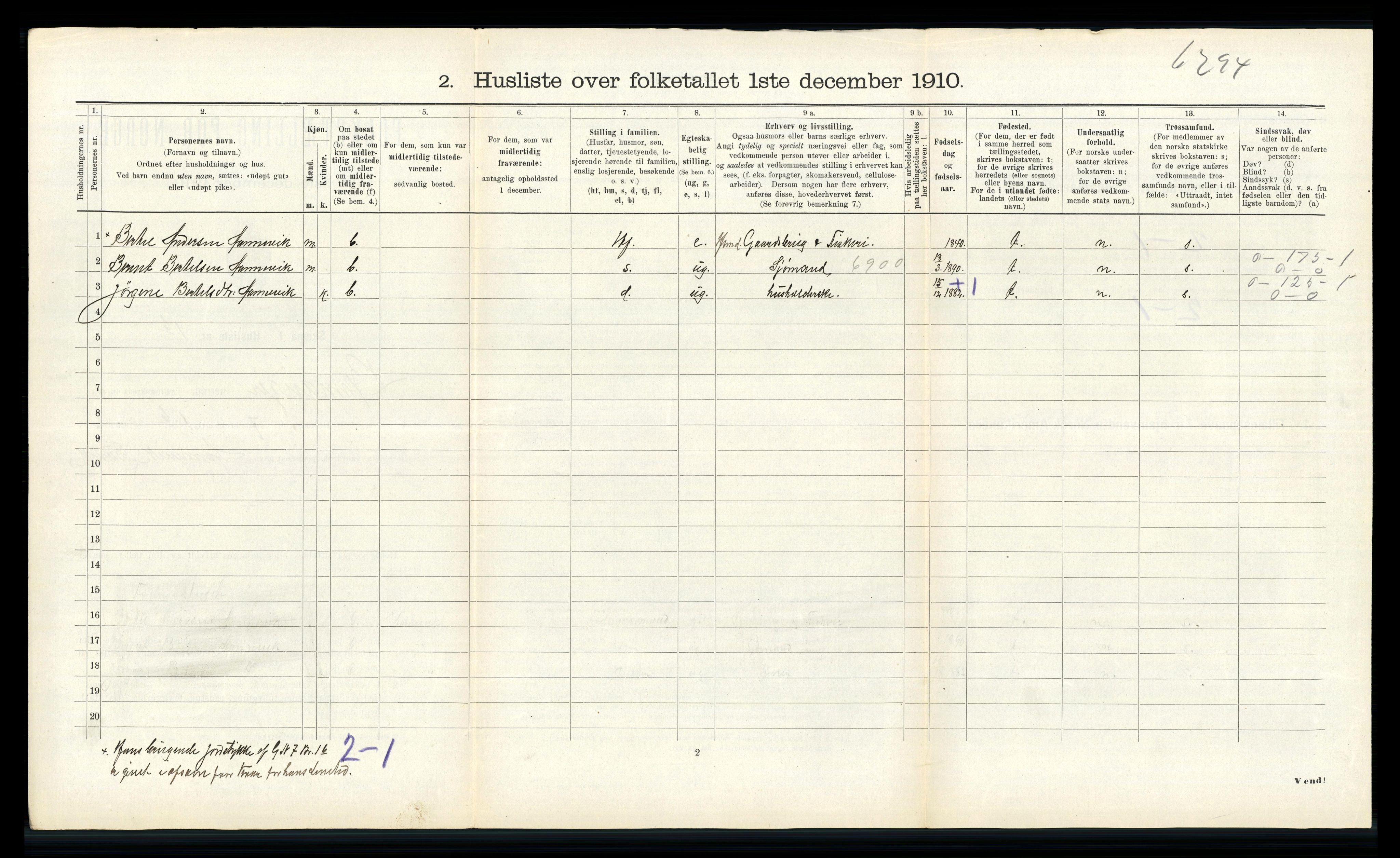 RA, 1910 census for Bremanger, 1910, p. 212