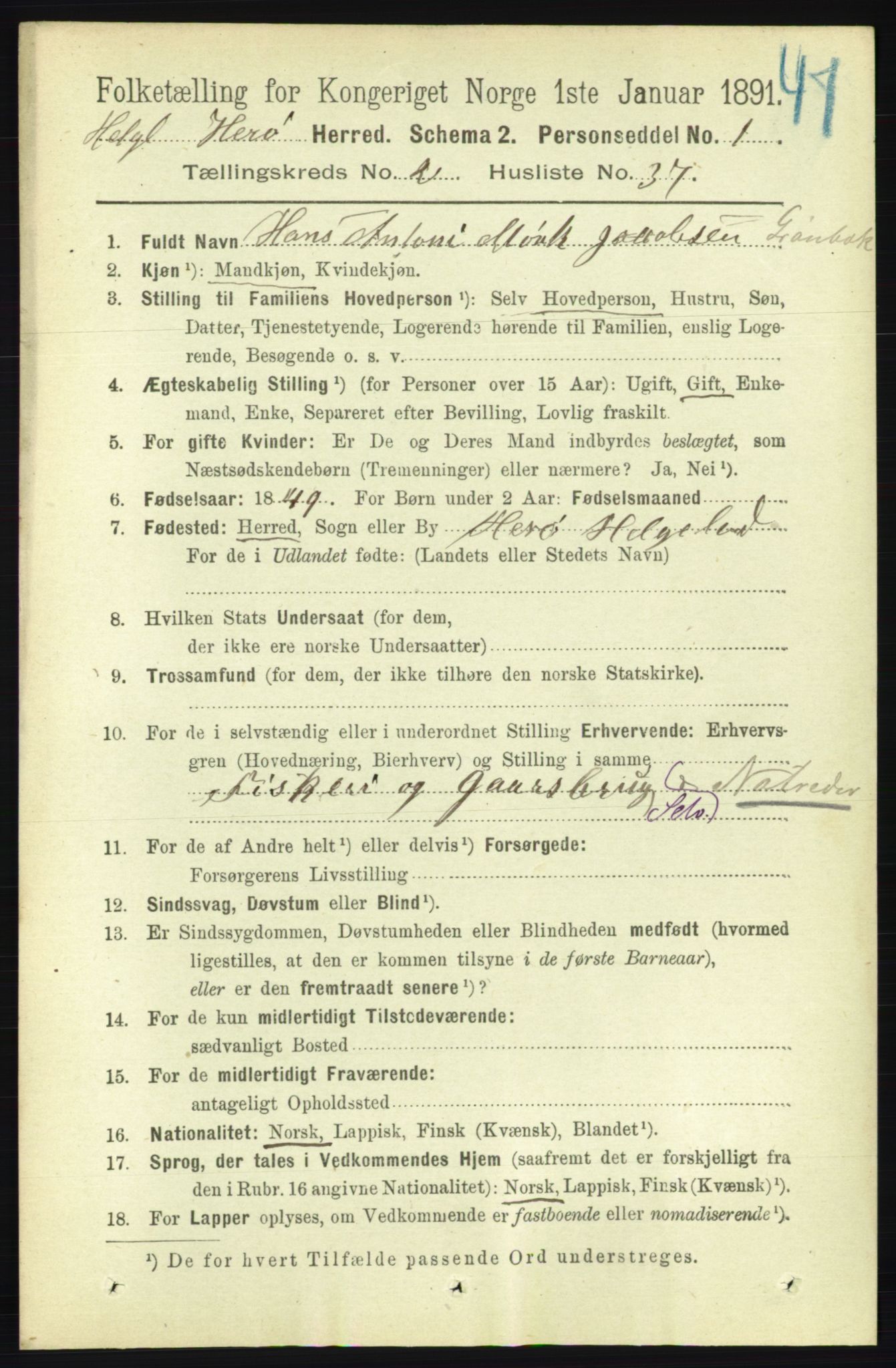RA, 1891 census for 1818 Herøy, 1891, p. 489