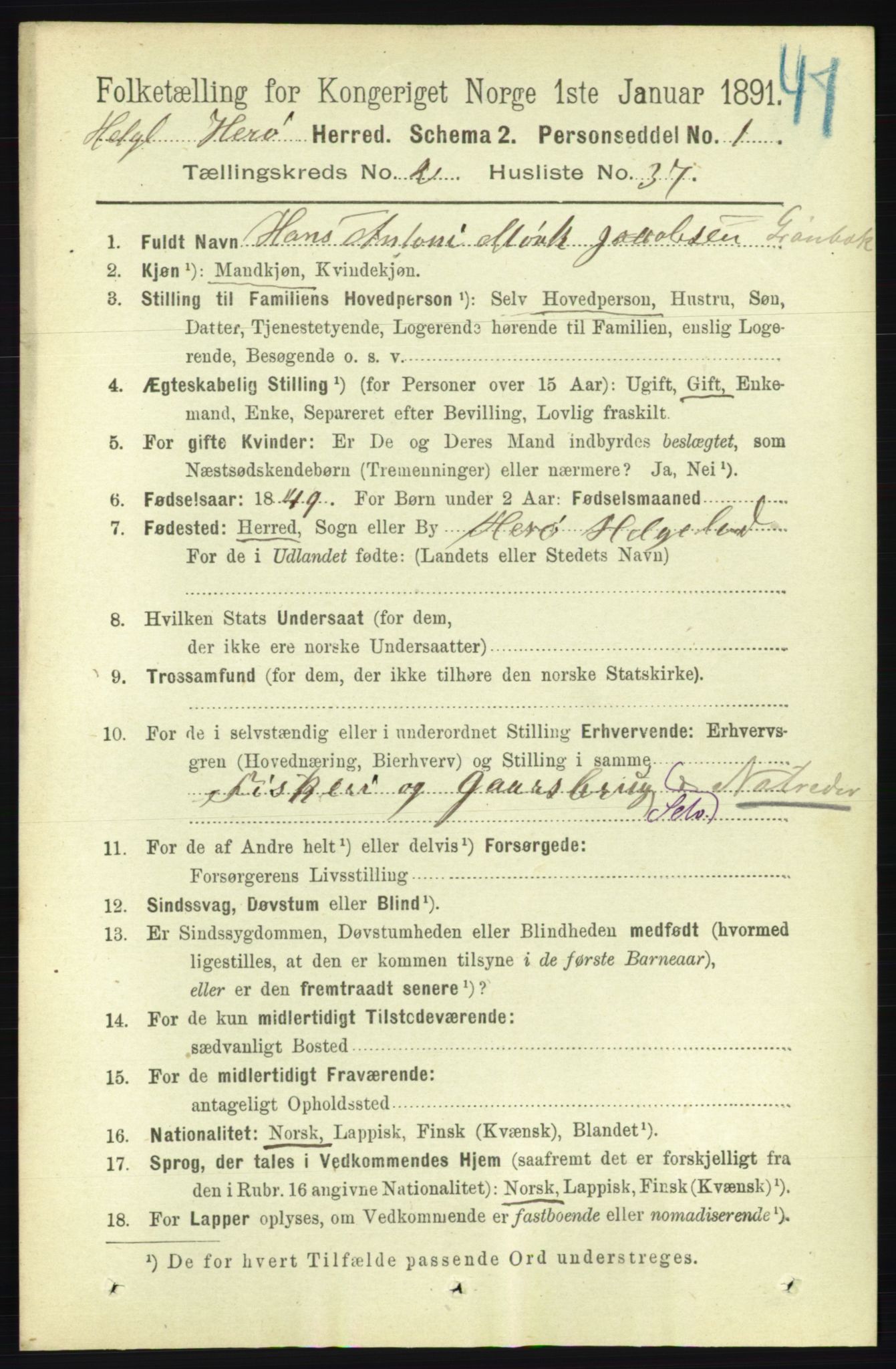 RA, 1891 census for 1818 Herøy, 1891, p. 489