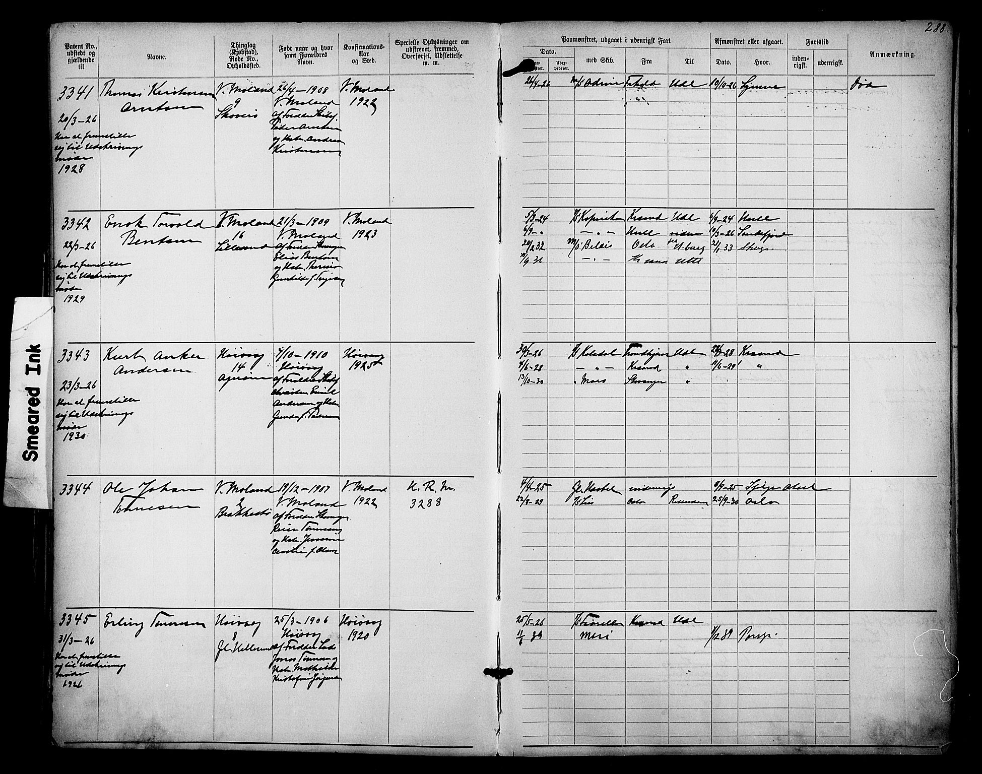 Lillesand mønstringskrets, AV/SAK-2031-0014/F/Fa/L0003: Annotasjonsrulle nr 1911-3489 med register, W-9, 1891-1932, p. 328