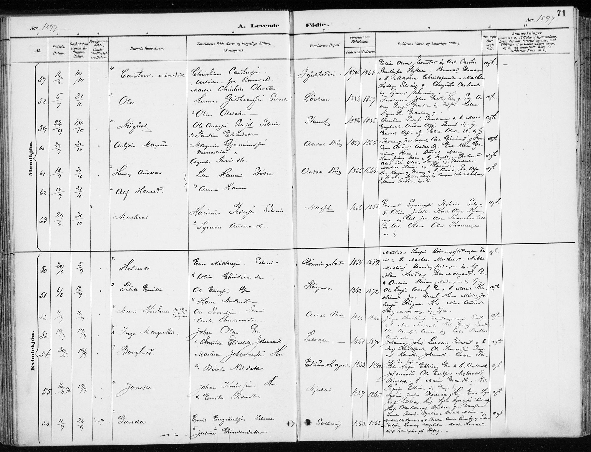 Løten prestekontor, AV/SAH-PREST-022/K/Ka/L0010: Parish register (official) no. 10, 1892-1907, p. 71