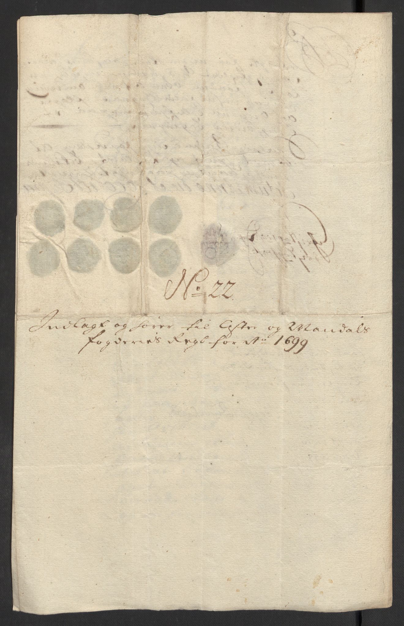 Rentekammeret inntil 1814, Reviderte regnskaper, Fogderegnskap, AV/RA-EA-4092/R43/L2547: Fogderegnskap Lista og Mandal, 1698-1699, p. 262