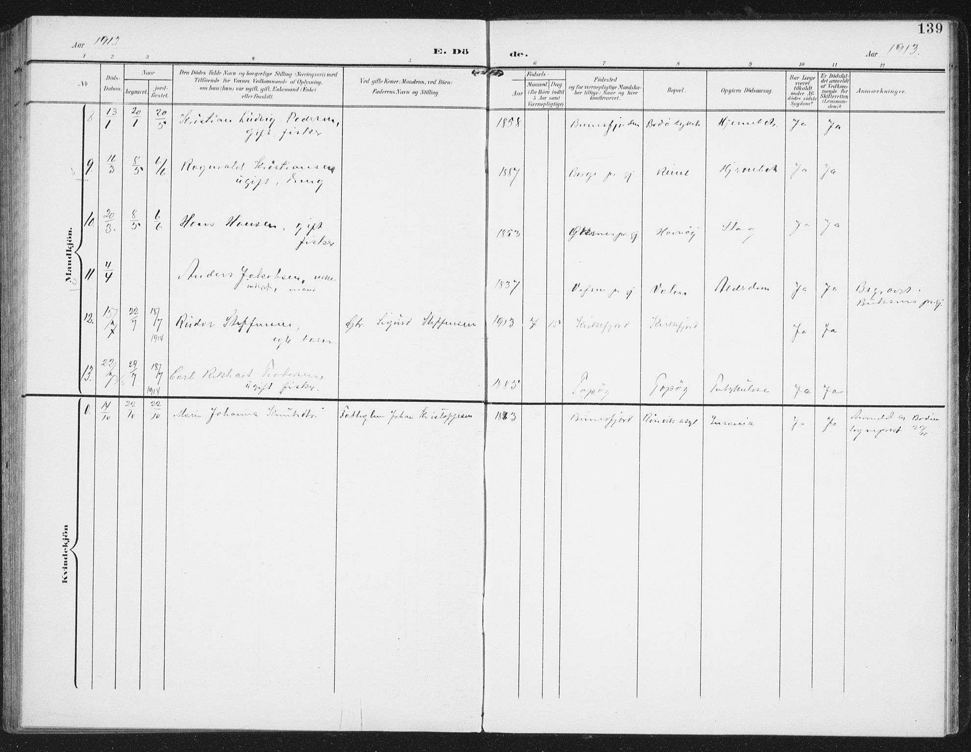 Ministerialprotokoller, klokkerbøker og fødselsregistre - Nordland, SAT/A-1459/886/L1221: Parish register (official) no. 886A03, 1903-1913, p. 139