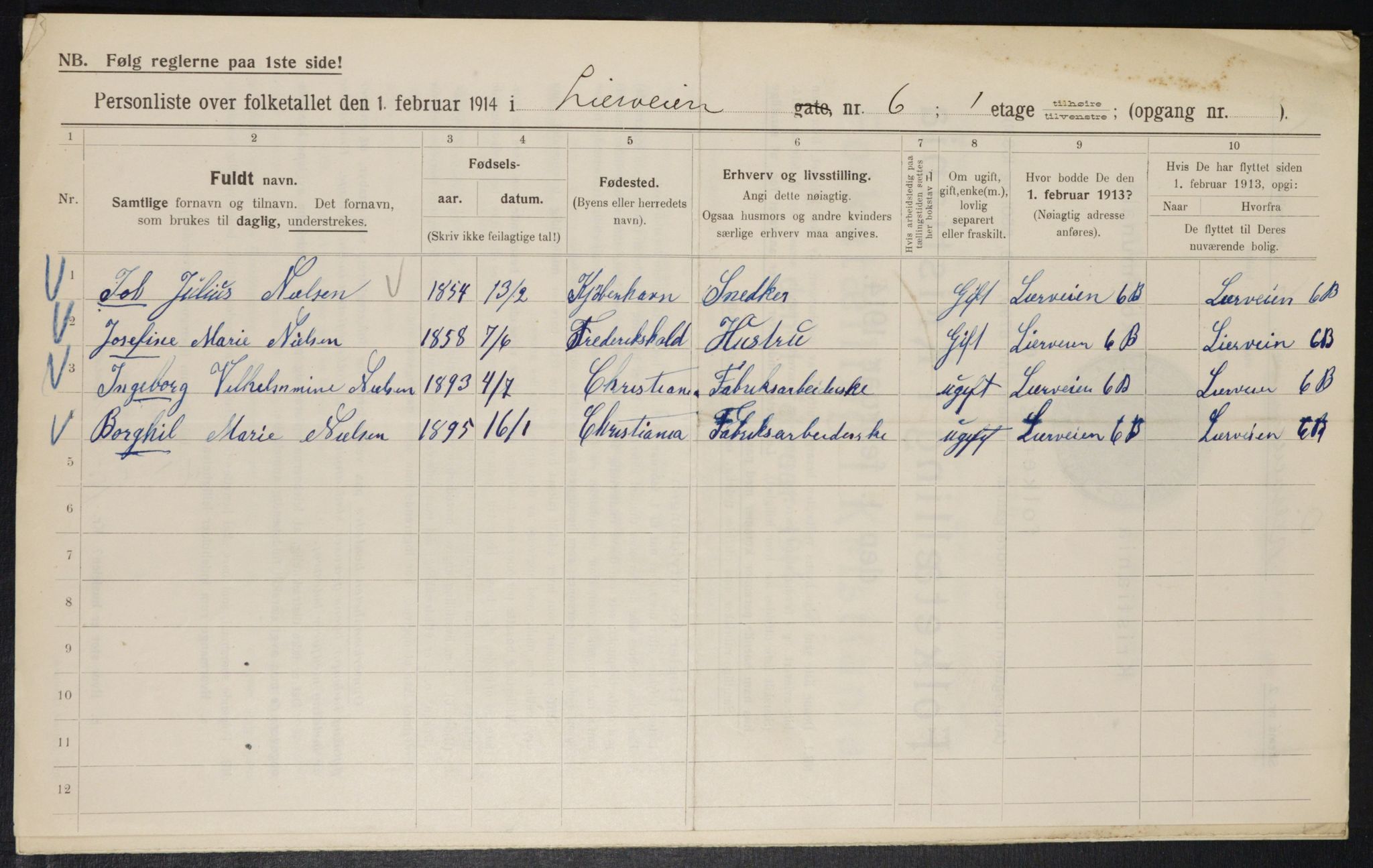 OBA, Municipal Census 1914 for Kristiania, 1914, p. 57421