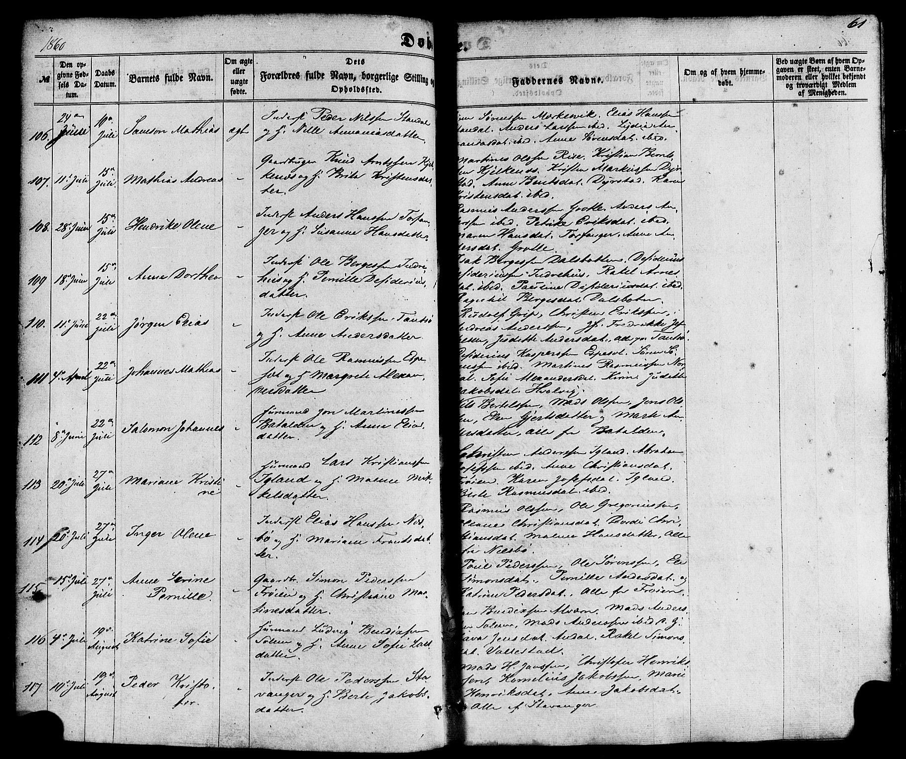 Kinn sokneprestembete, AV/SAB-A-80801/H/Haa/Haaa/L0006: Parish register (official) no. A 6, 1857-1885, p. 61