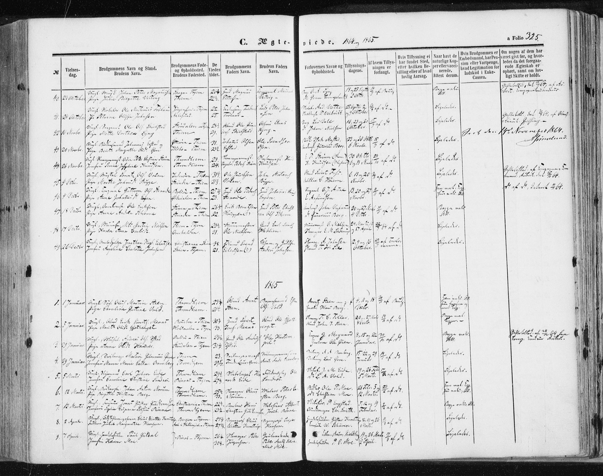 Ministerialprotokoller, klokkerbøker og fødselsregistre - Sør-Trøndelag, SAT/A-1456/602/L0115: Parish register (official) no. 602A13, 1860-1872, p. 325