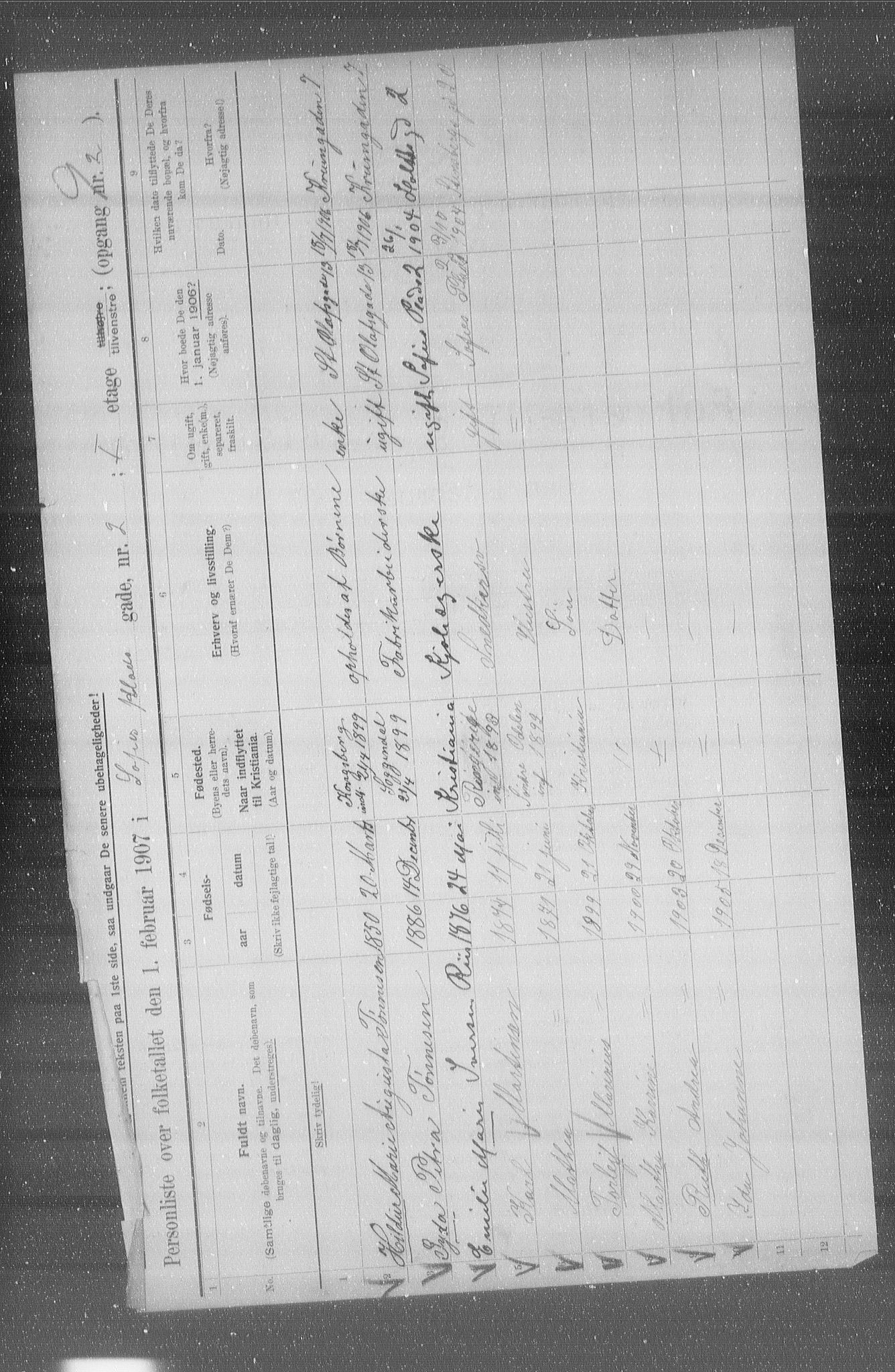 OBA, Municipal Census 1907 for Kristiania, 1907, p. 50765