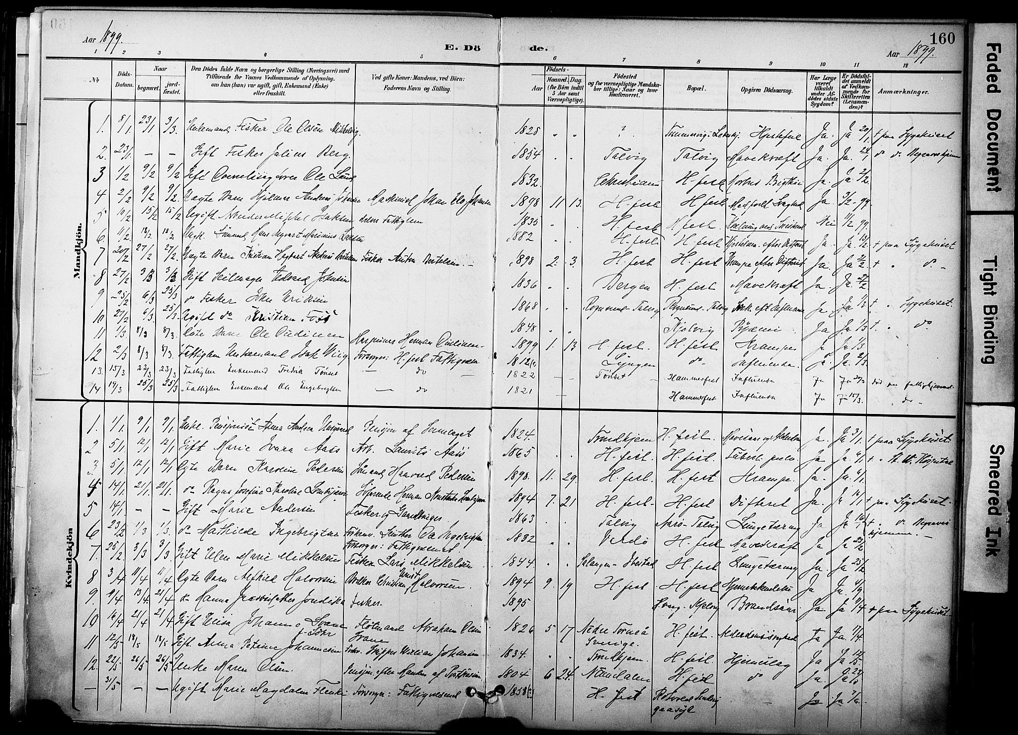 Hammerfest sokneprestkontor, SATØ/S-1347/H/Ha/L0010.kirke: Parish register (official) no. 10, 1898-1905, p. 160