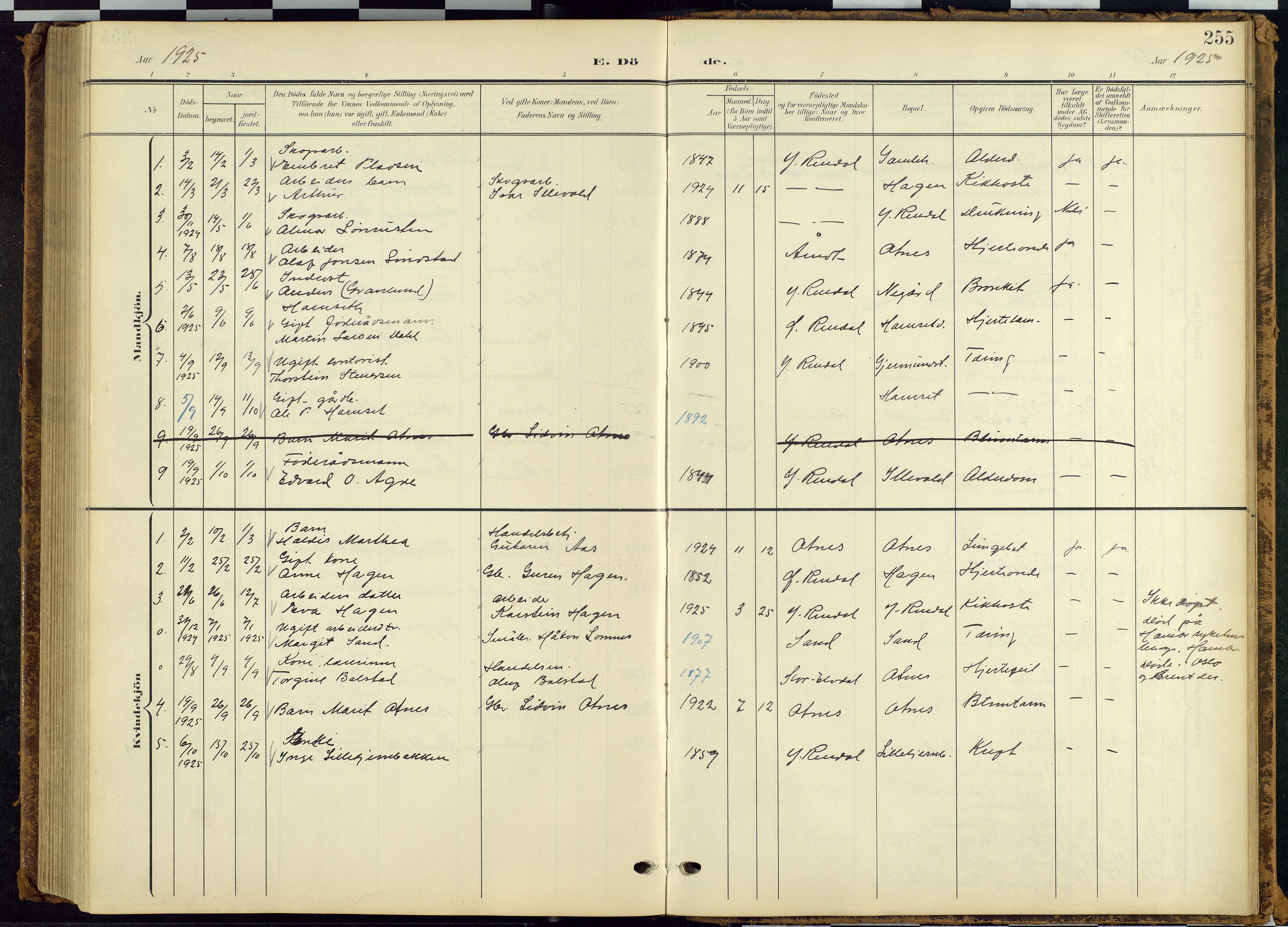 Rendalen prestekontor, AV/SAH-PREST-054/H/Ha/Hab/L0010: Parish register (copy) no. 10, 1903-1940, p. 255