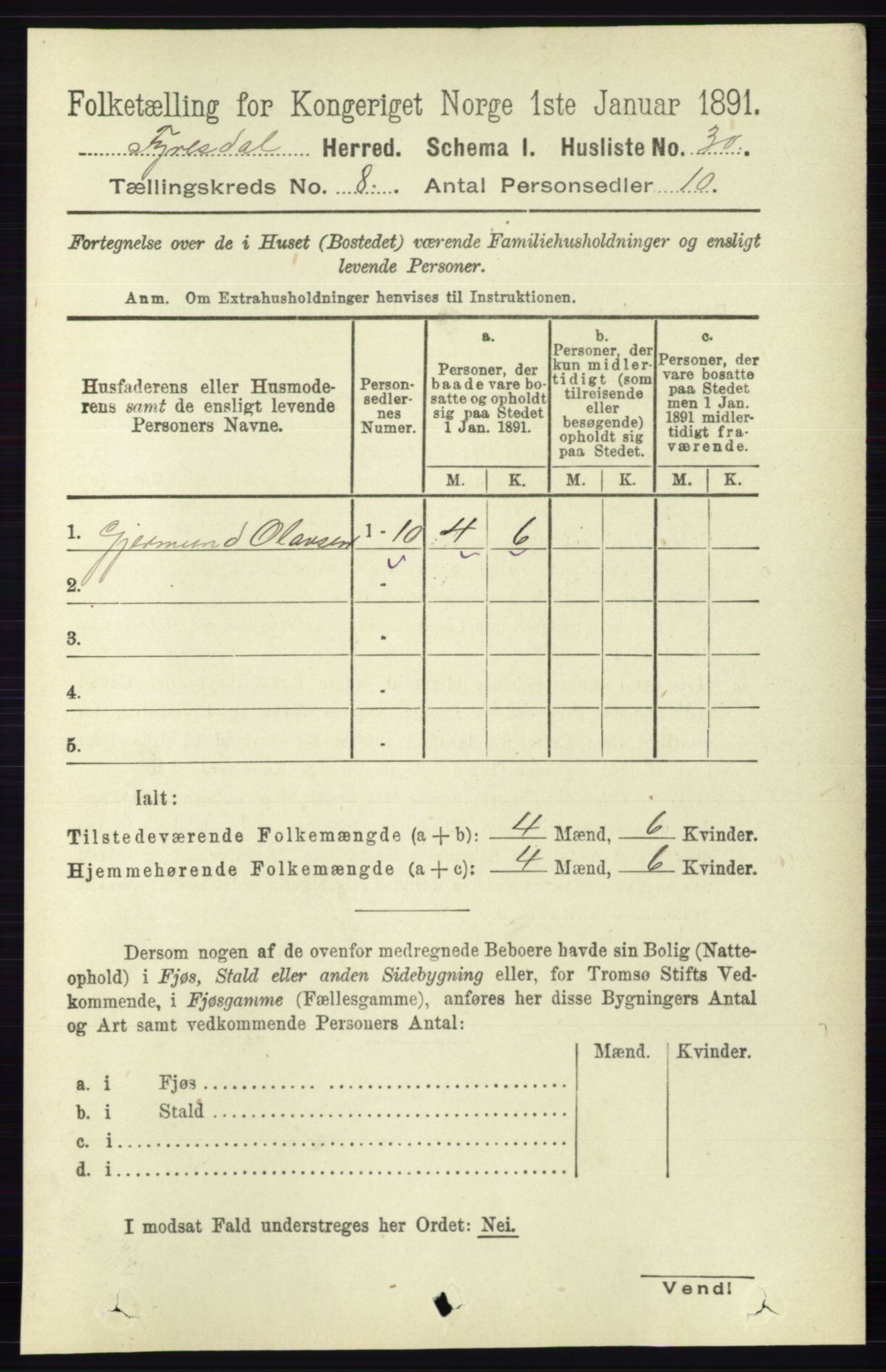 RA, 1891 census for 0831 Fyresdal, 1891, p. 2163