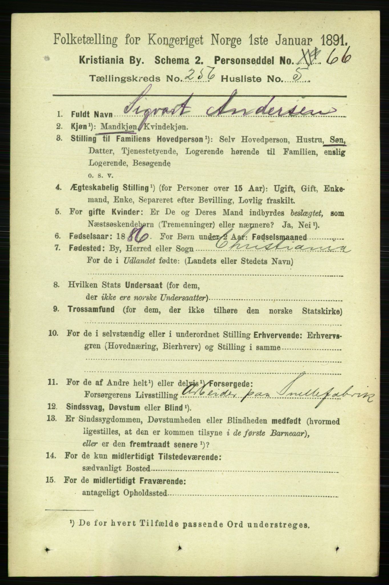 RA, 1891 census for 0301 Kristiania, 1891, p. 155951