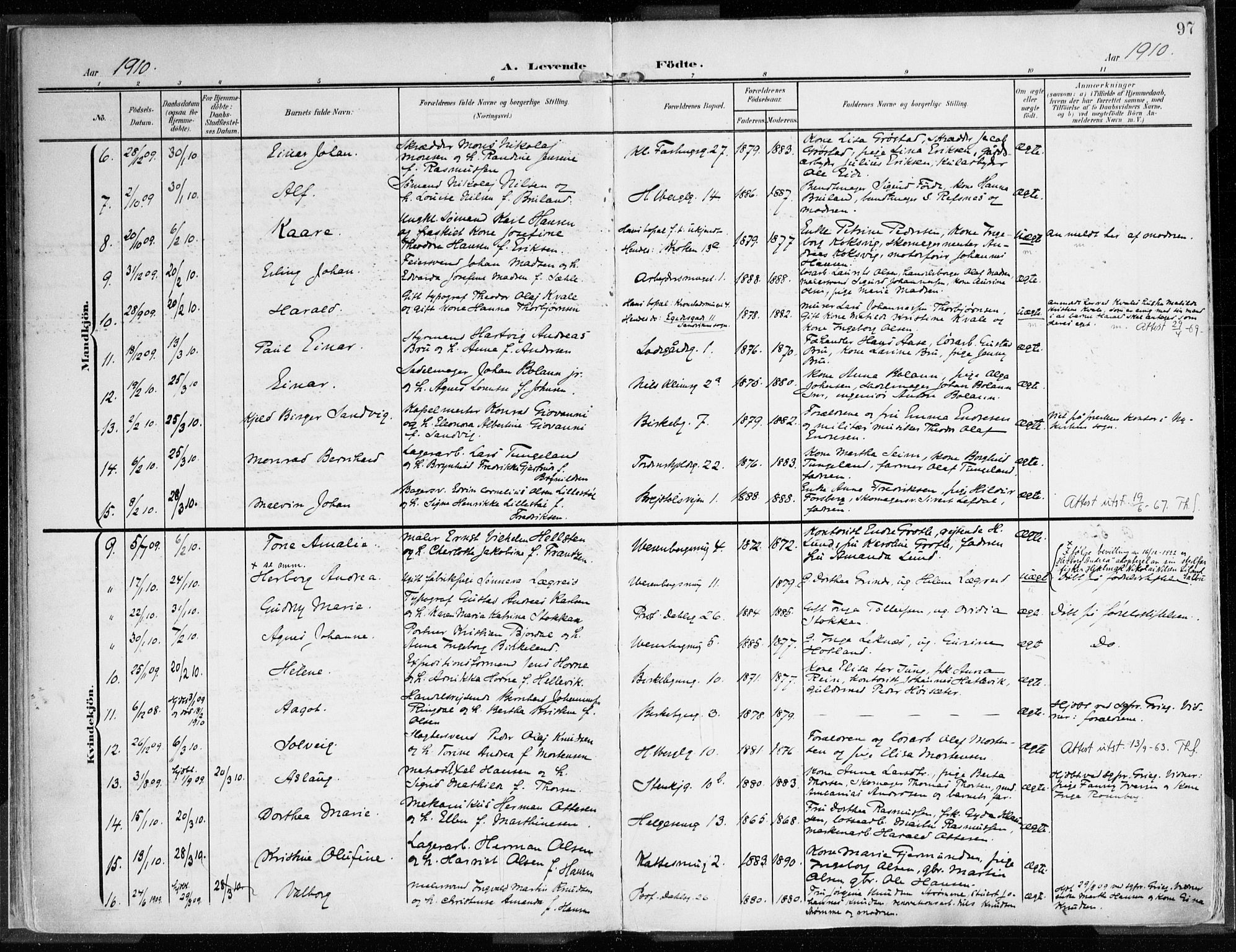 Mariakirken Sokneprestembete, AV/SAB-A-76901/H/Haa/L0010: Parish register (official) no. B 1, 1901-1915, p. 97