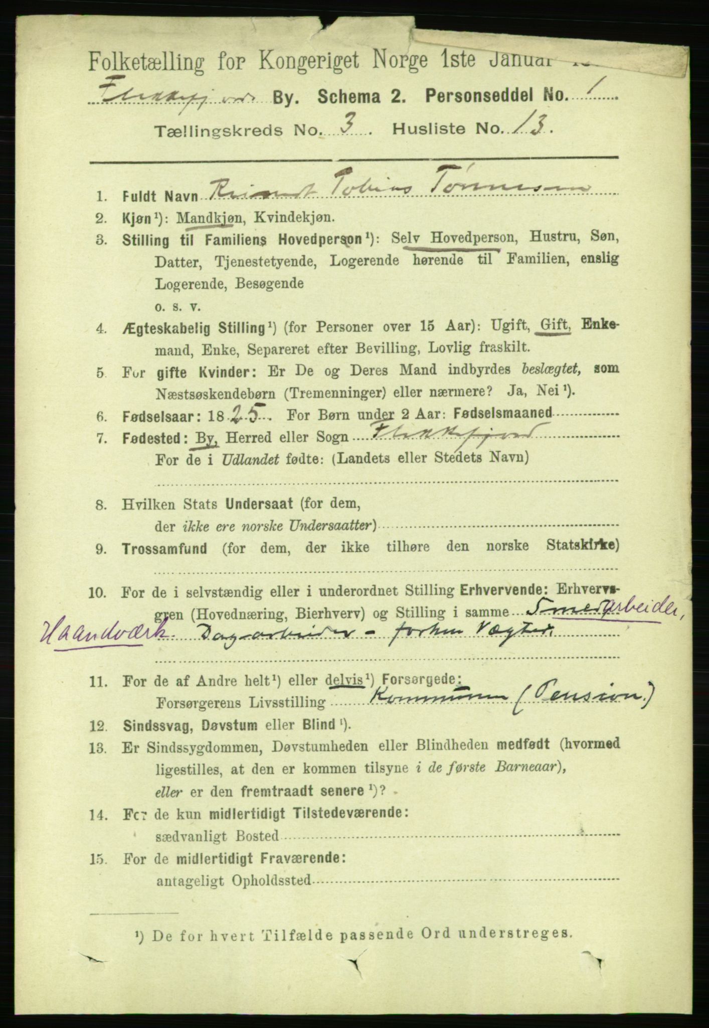 RA, 1891 census for 1004 Flekkefjord, 1891, p. 1019