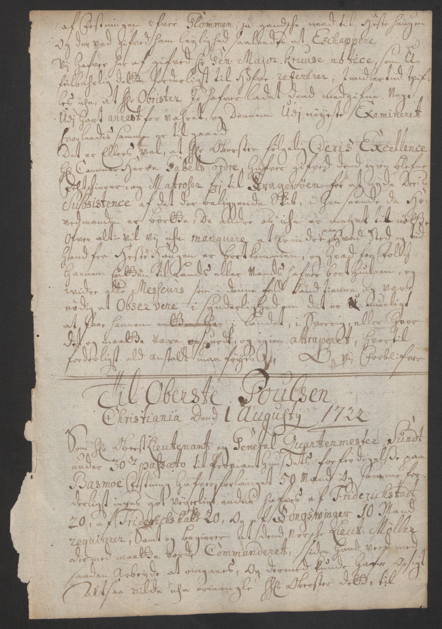 Kommanderende general (KG I) med Det norske krigsdirektorium, AV/RA-EA-5419/B/L0007: Kommanderende generals konsepter, 1722-1723, p. 71