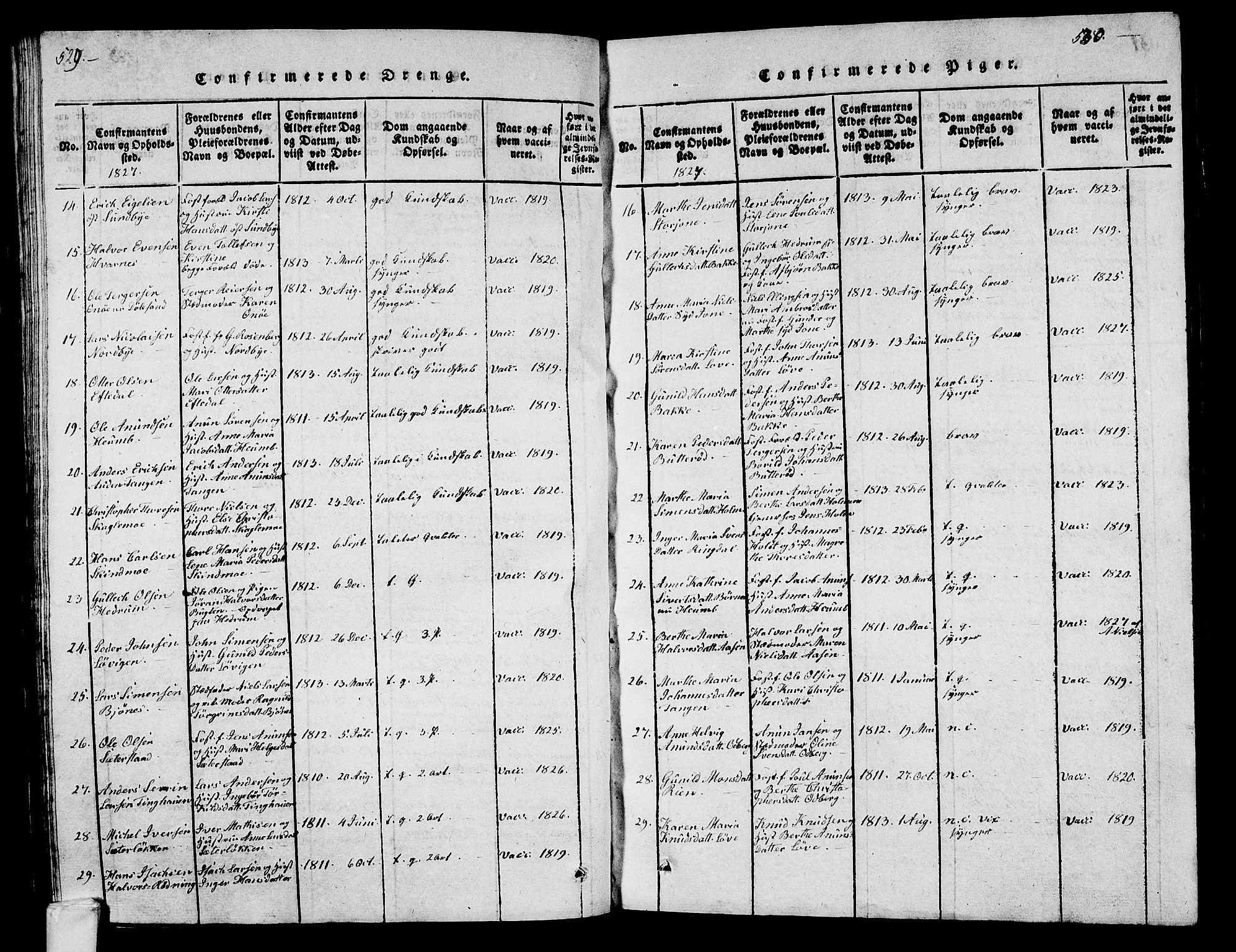 Hedrum kirkebøker, SAKO/A-344/G/Ga/L0003: Parish register (copy) no. I 3, 1817-1835, p. 529-530