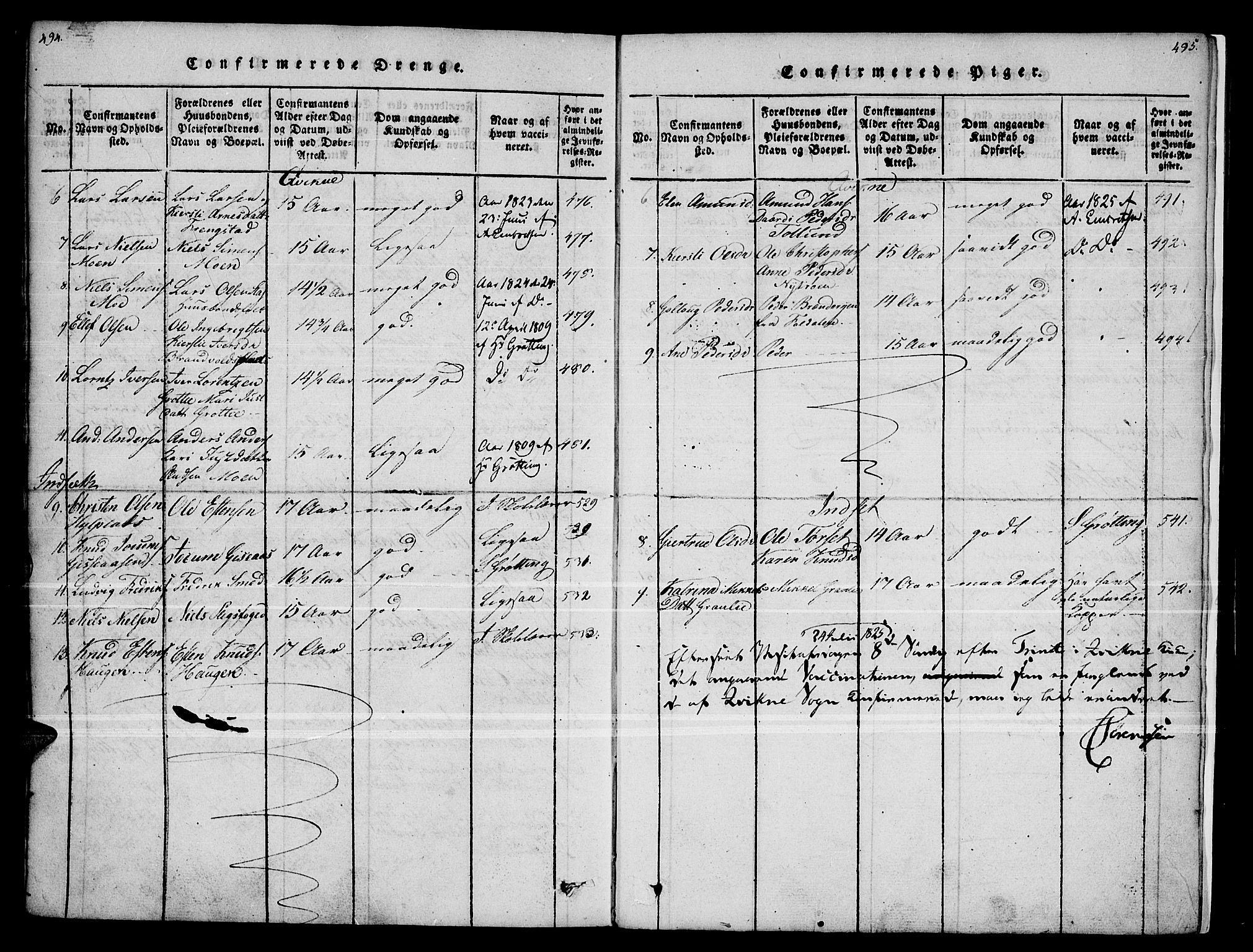 Kvikne prestekontor, AV/SAH-PREST-064/H/Ha/Haa/L0004: Parish register (official) no. 4, 1815-1840, p. 494-495