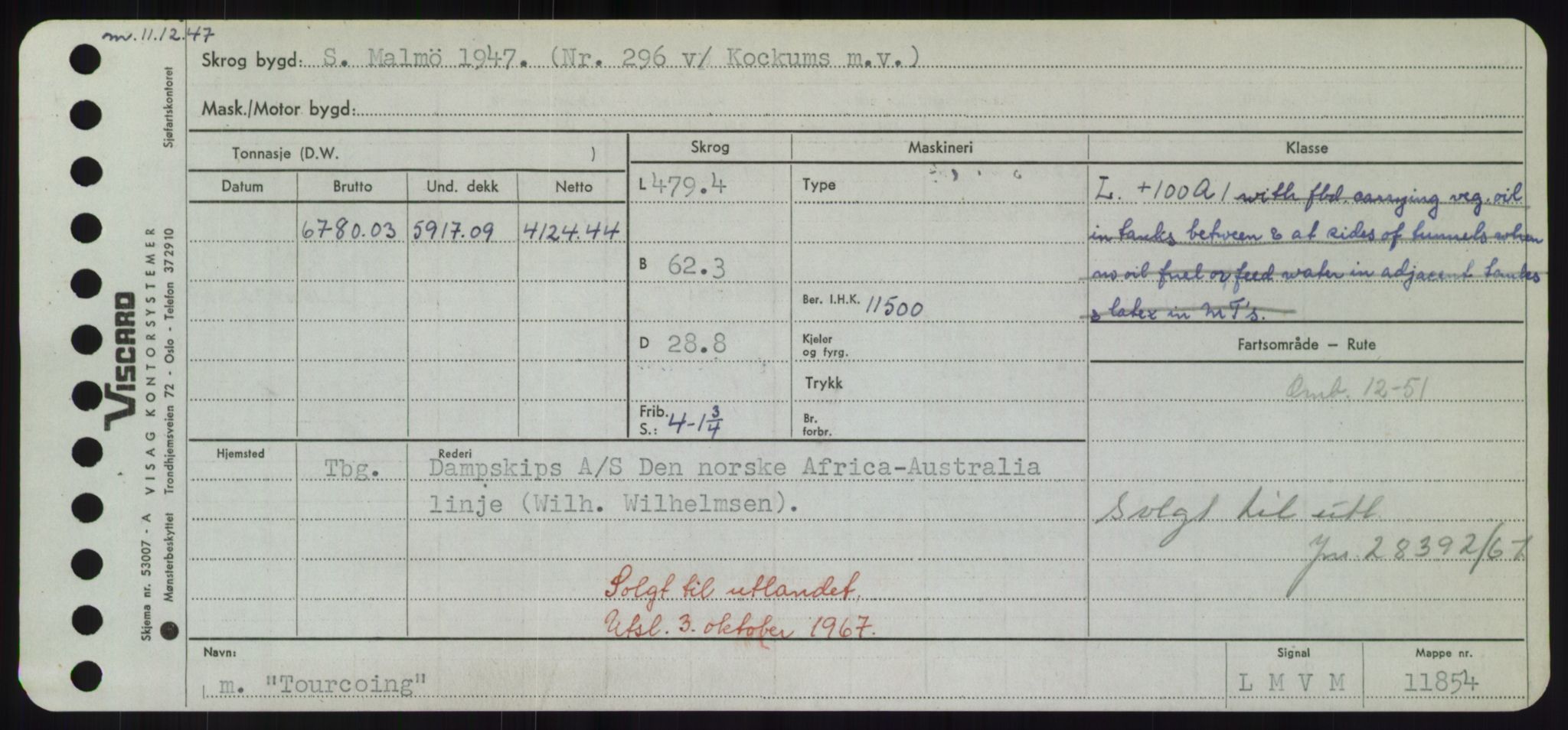 Sjøfartsdirektoratet med forløpere, Skipsmålingen, RA/S-1627/H/Hd/L0039: Fartøy, Ti-Tø, p. 443