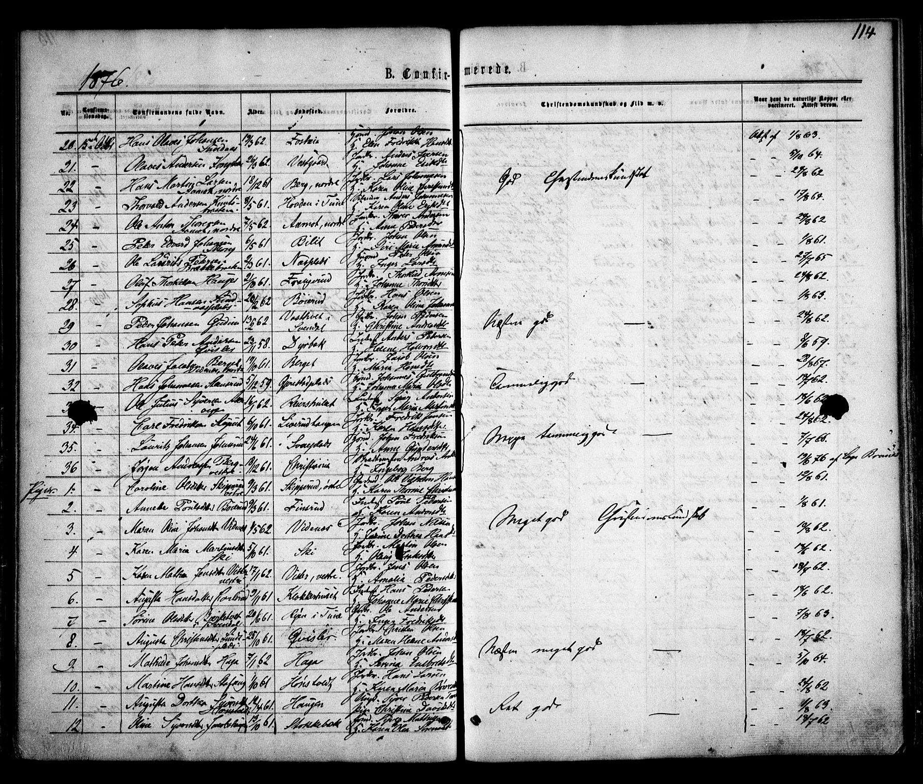 Skiptvet prestekontor Kirkebøker, AV/SAO-A-20009/F/Fa/L0008: Parish register (official) no. 8, 1867-1877, p. 114