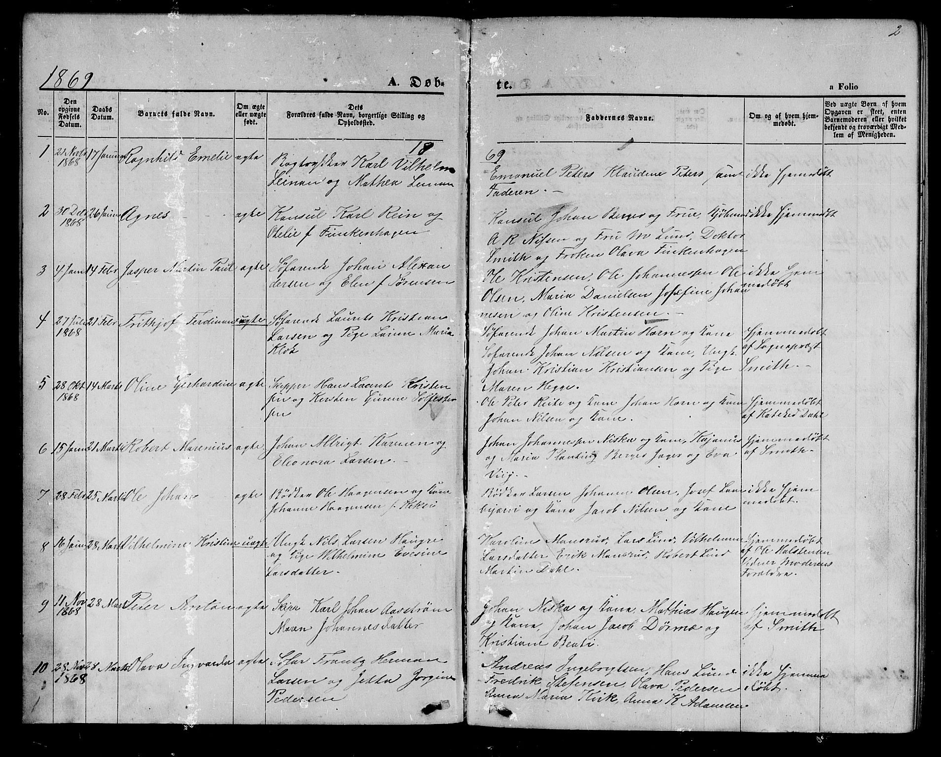 Hammerfest sokneprestkontor, SATØ/S-1347/H/Hb/L0004.klokk: Parish register (copy) no. 4, 1869-1877, p. 2