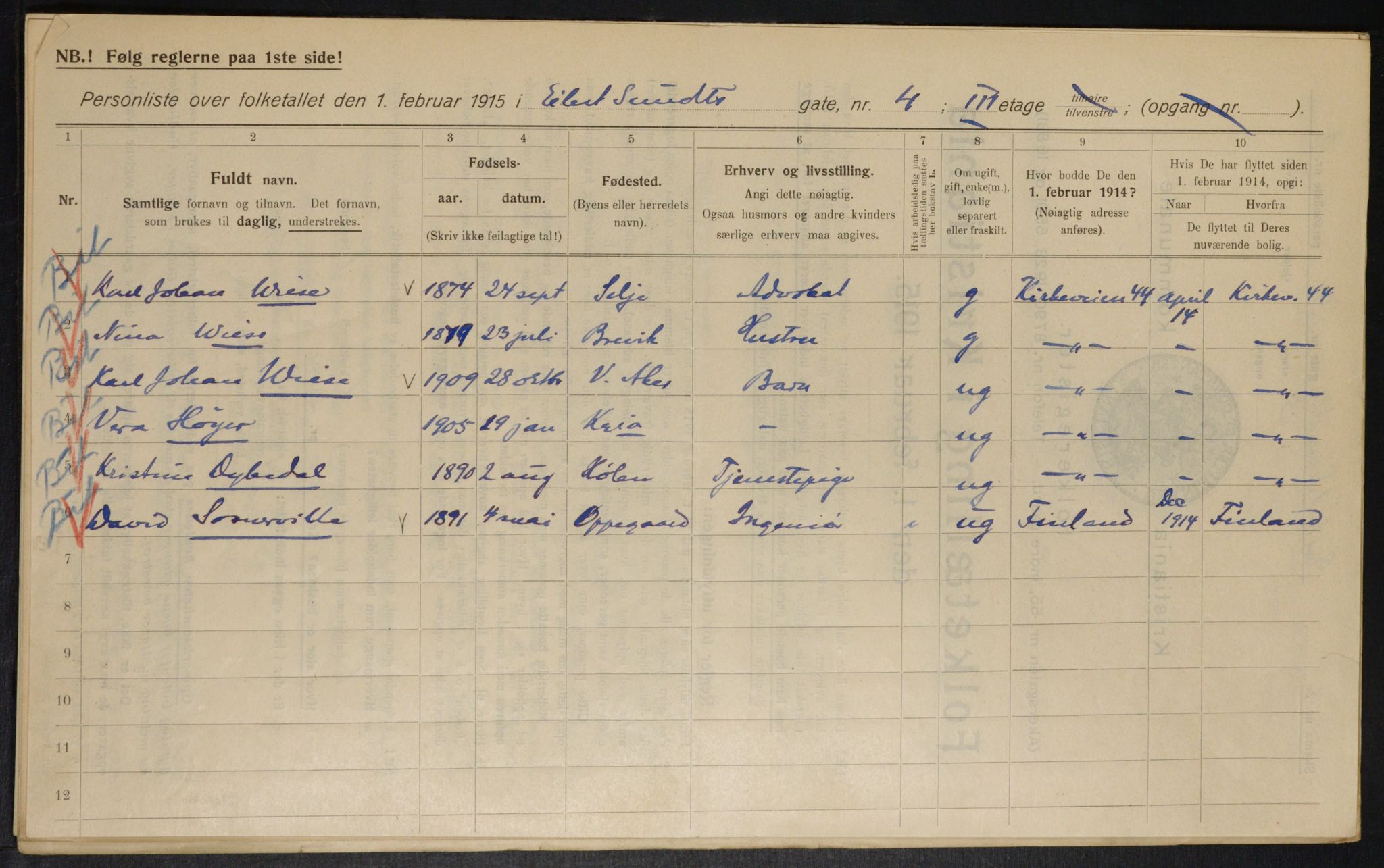 OBA, Municipal Census 1915 for Kristiania, 1915, p. 18547