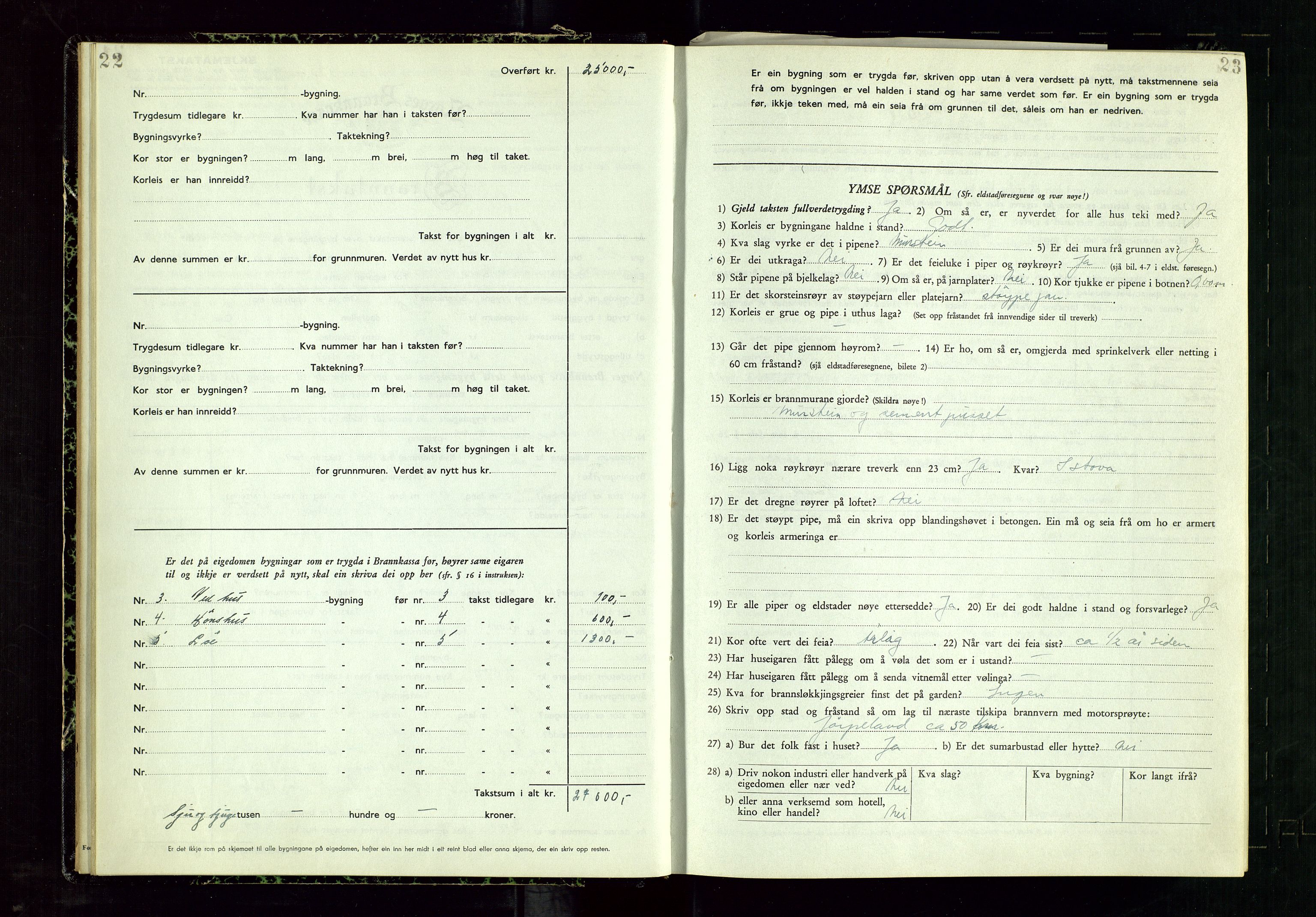 Årdal lensmannskontor, AV/SAST-A-100453/Gob/L0002: "Brandtaxationsprotokol", 1950-1955, p. 22-23