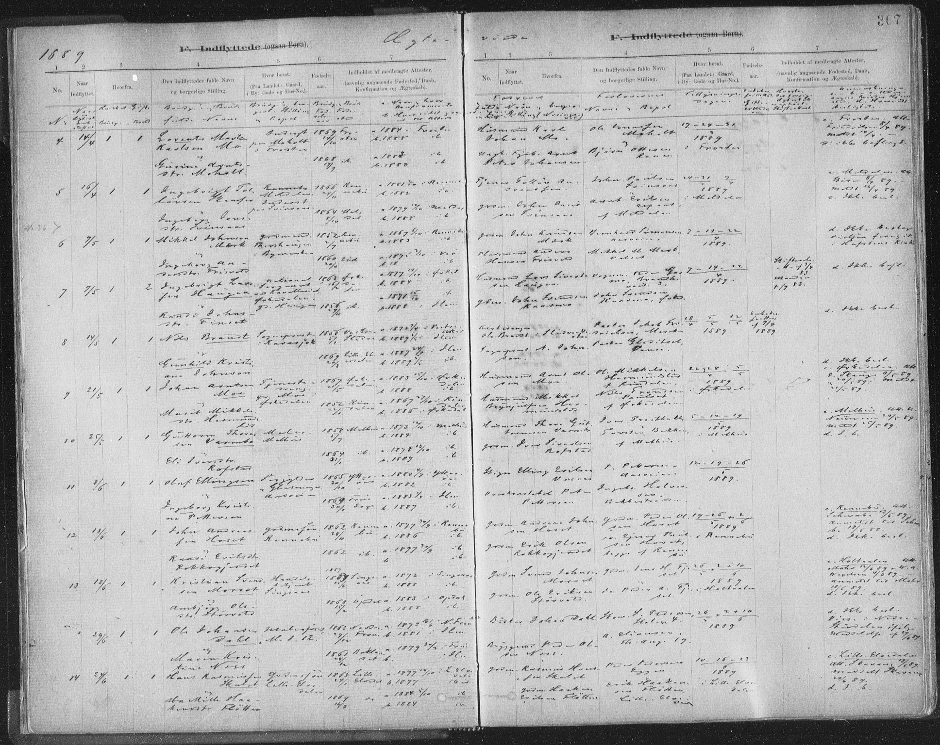 Ministerialprotokoller, klokkerbøker og fødselsregistre - Sør-Trøndelag, SAT/A-1456/603/L0163: Parish register (official) no. 603A02, 1879-1895, p. 307