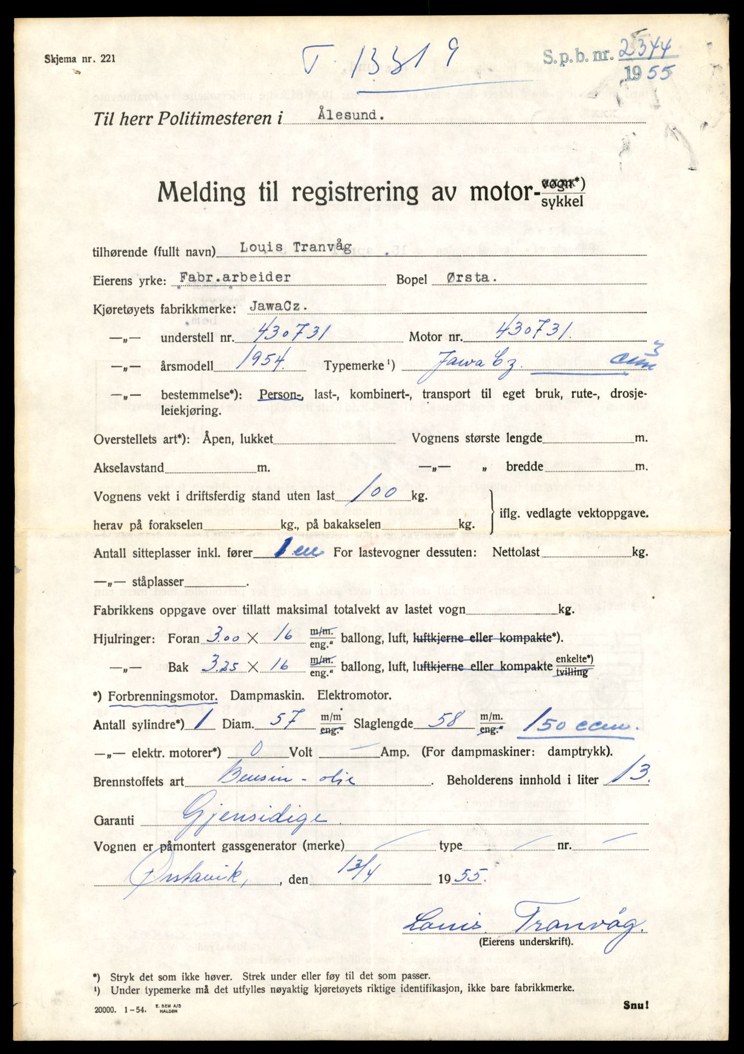 Møre og Romsdal vegkontor - Ålesund trafikkstasjon, AV/SAT-A-4099/F/Fe/L0038: Registreringskort for kjøretøy T 13180 - T 13360, 1927-1998, p. 2331