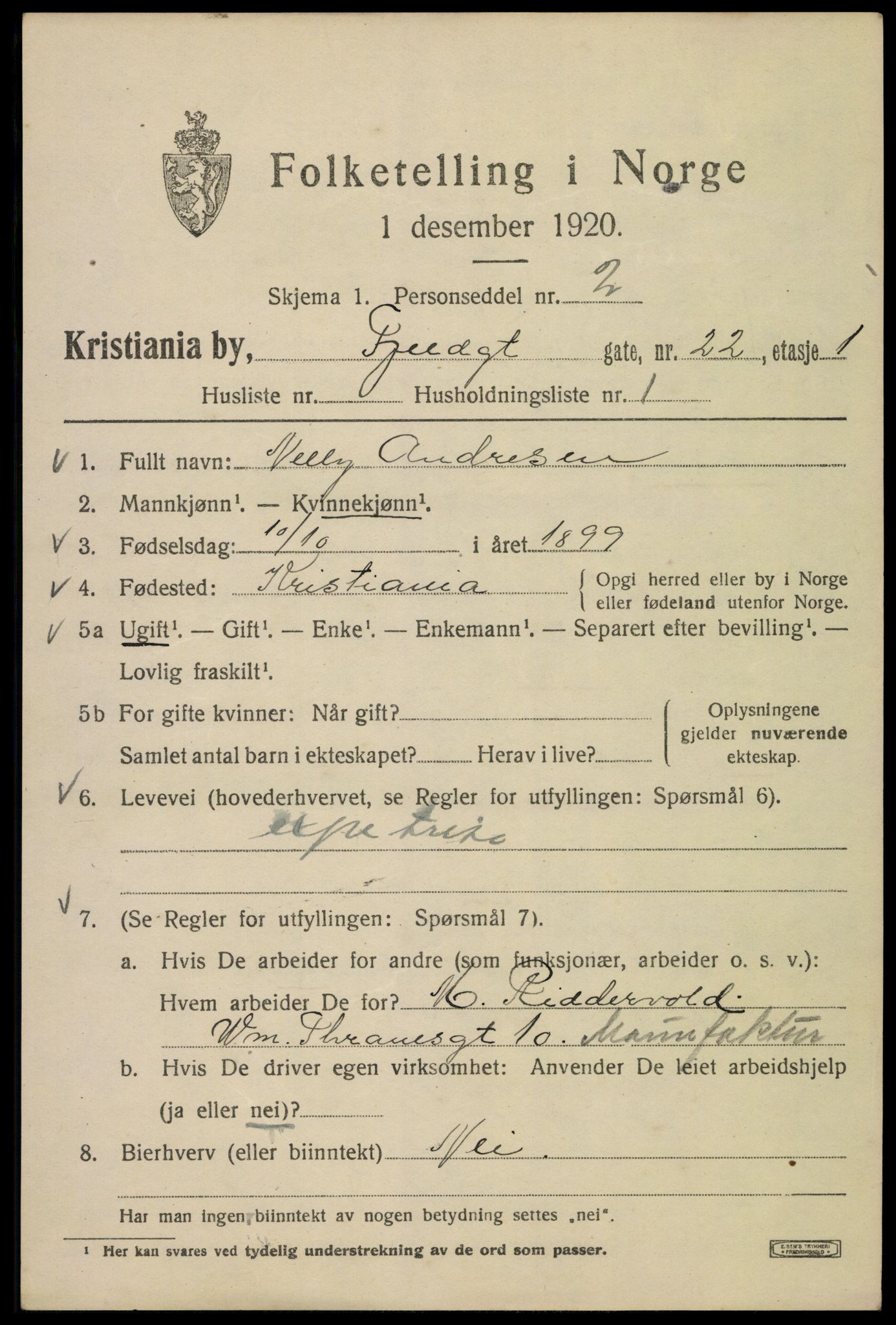 SAO, 1920 census for Kristiania, 1920, p. 229589