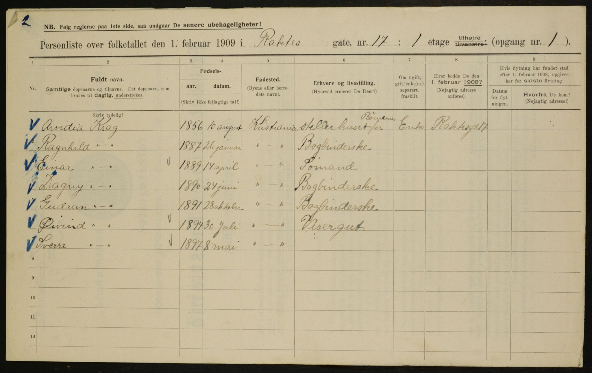 OBA, Municipal Census 1909 for Kristiania, 1909, p. 74927