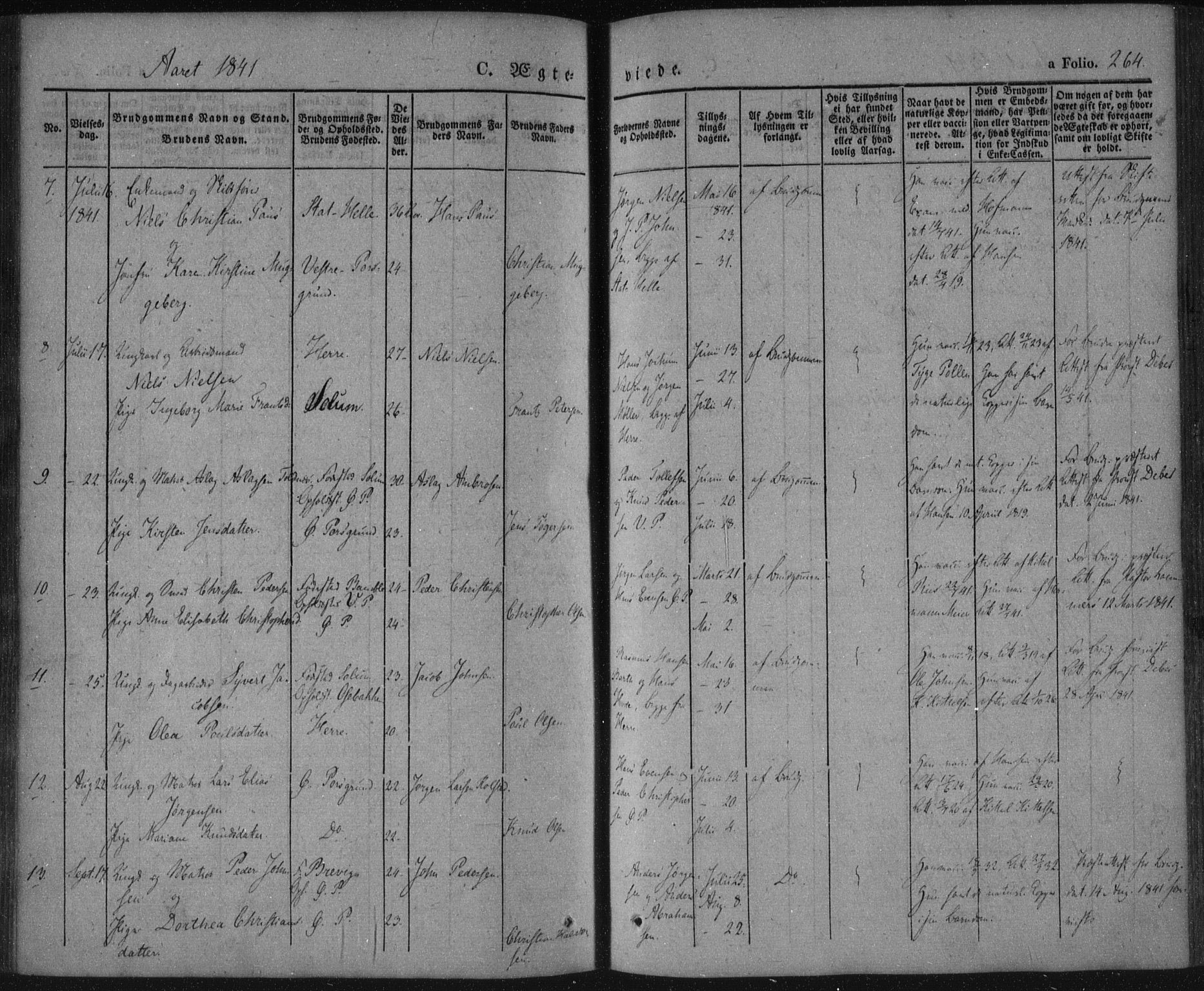 Porsgrunn kirkebøker , SAKO/A-104/F/Fa/L0006: Parish register (official) no. 6, 1841-1857, p. 264