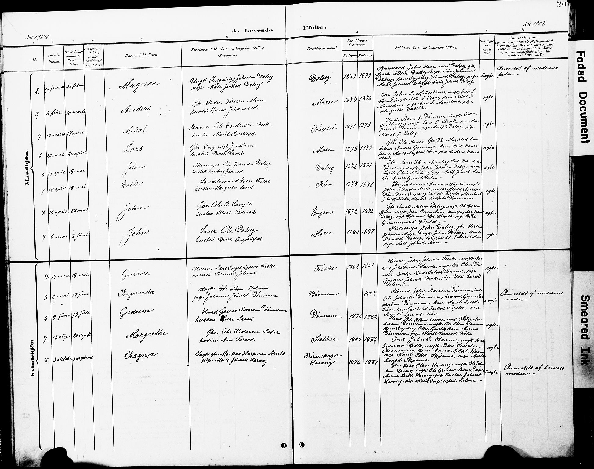 Ministerialprotokoller, klokkerbøker og fødselsregistre - Møre og Romsdal, AV/SAT-A-1454/597/L1065: Parish register (copy) no. 597C02, 1899-1930, p. 20