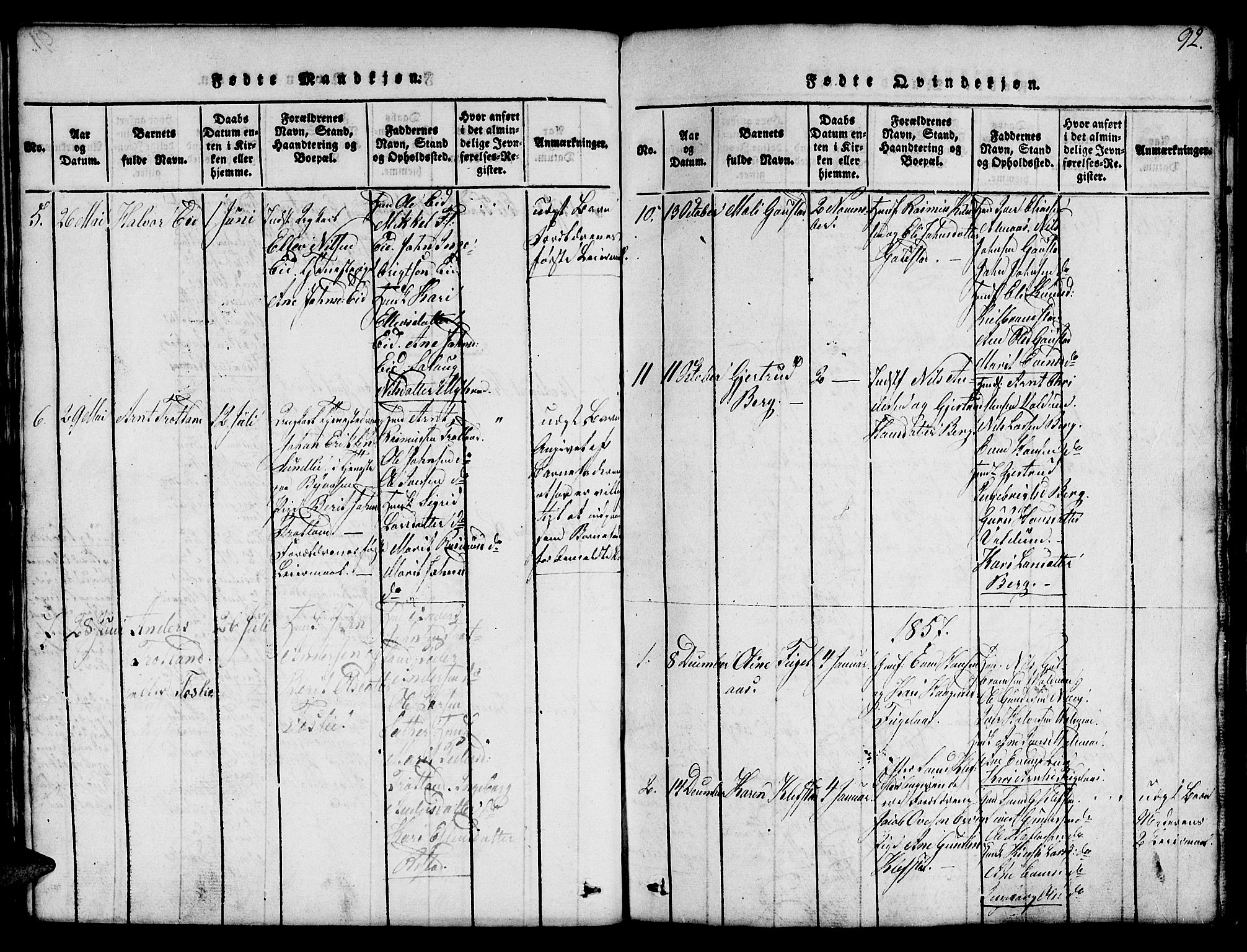 Ministerialprotokoller, klokkerbøker og fødselsregistre - Sør-Trøndelag, SAT/A-1456/694/L1130: Parish register (copy) no. 694C02, 1816-1857, p. 92