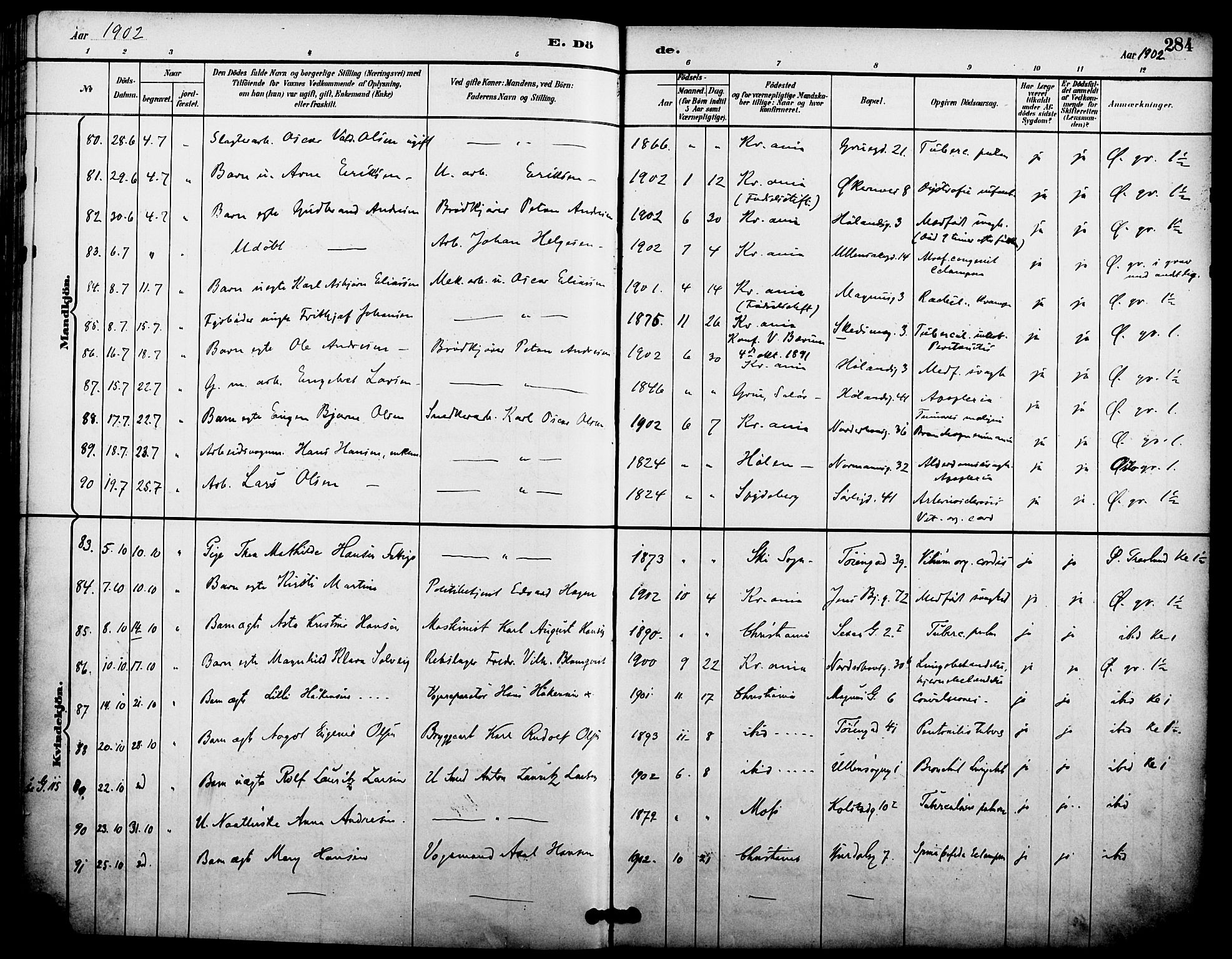 Kampen prestekontor Kirkebøker, AV/SAO-A-10853/F/Fa/L0008: Parish register (official) no. I 8, 1892-1902, p. 284