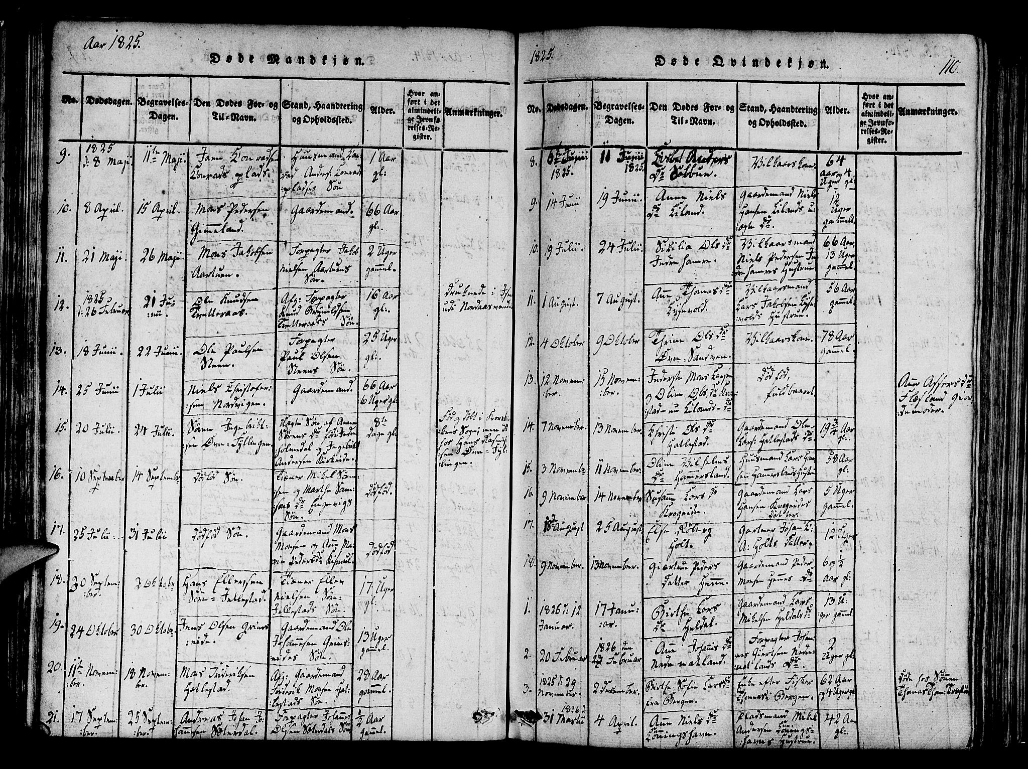 Fana Sokneprestembete, SAB/A-75101/H/Haa/Haaa/L0007: Parish register (official) no. A 7, 1816-1828, p. 110