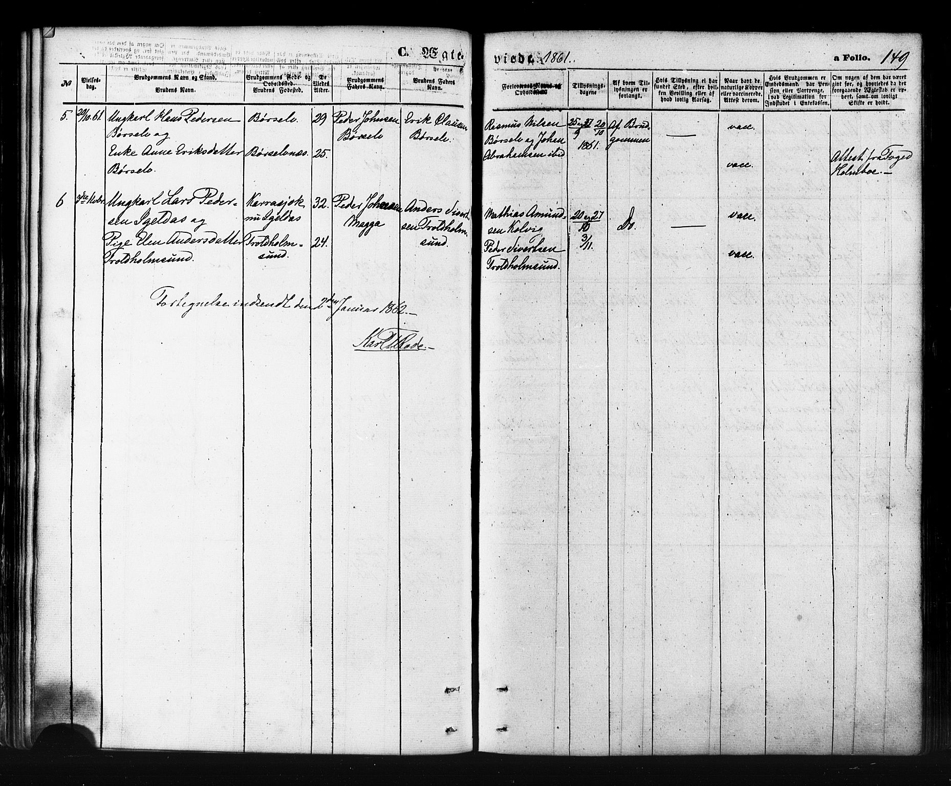 Kistrand/Porsanger sokneprestembete, AV/SATØ-S-1351/H/Ha/L0005.kirke: Parish register (official) no. 5, 1860-1874, p. 149