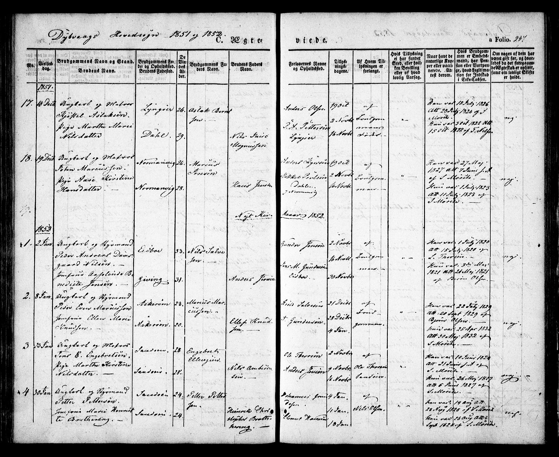 Dypvåg sokneprestkontor, SAK/1111-0007/F/Fa/Faa/L0005: Parish register (official) no. A 5, 1841-1854, p. 247