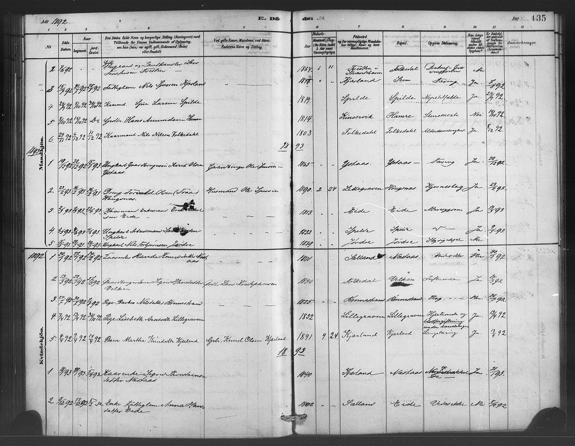 Ulvik sokneprestembete, SAB/A-78801/H/Haa: Parish register (official) no. C 1, 1878-1903, p. 135