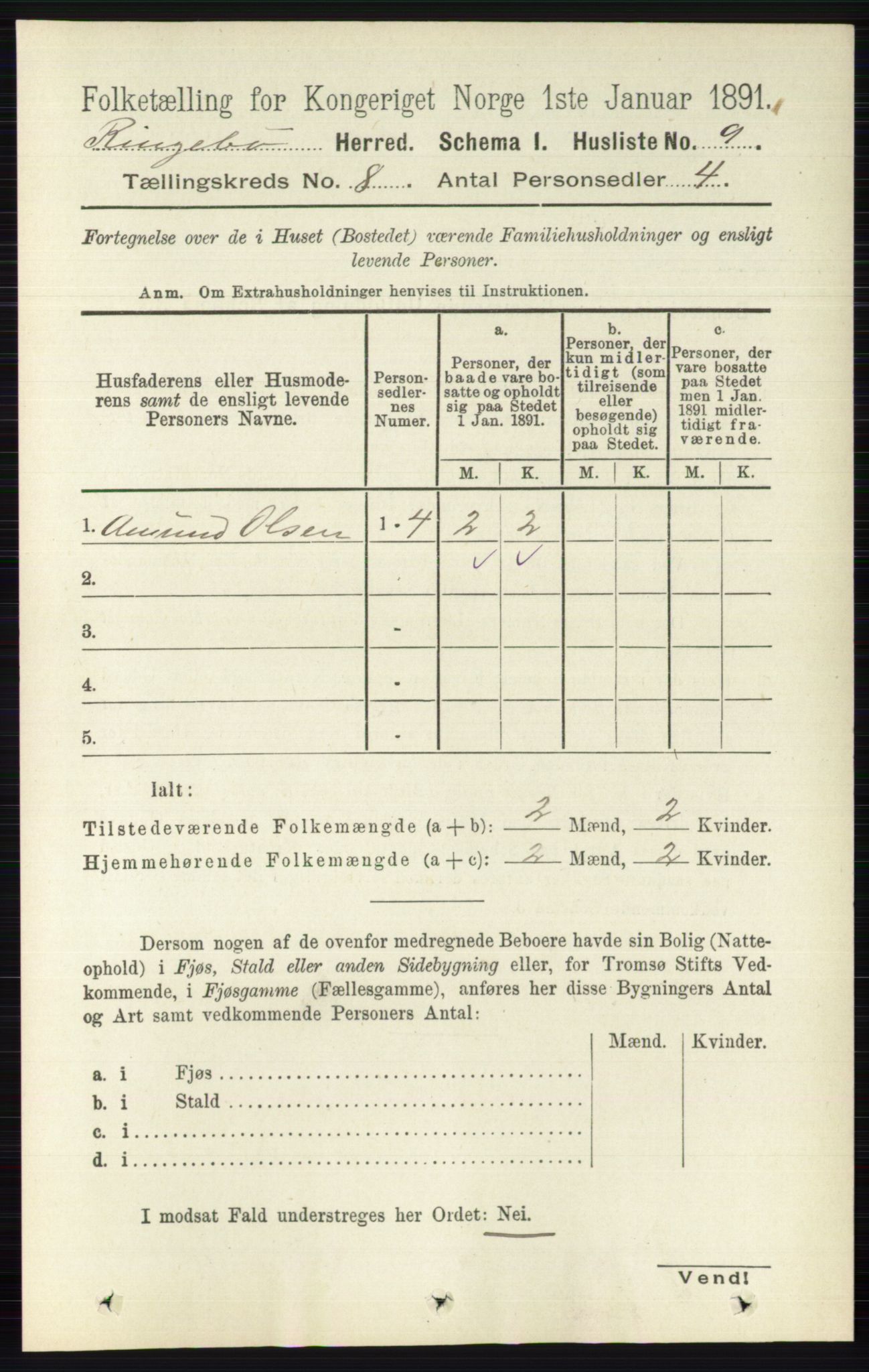 RA, 1891 census for 0520 Ringebu, 1891, p. 3589