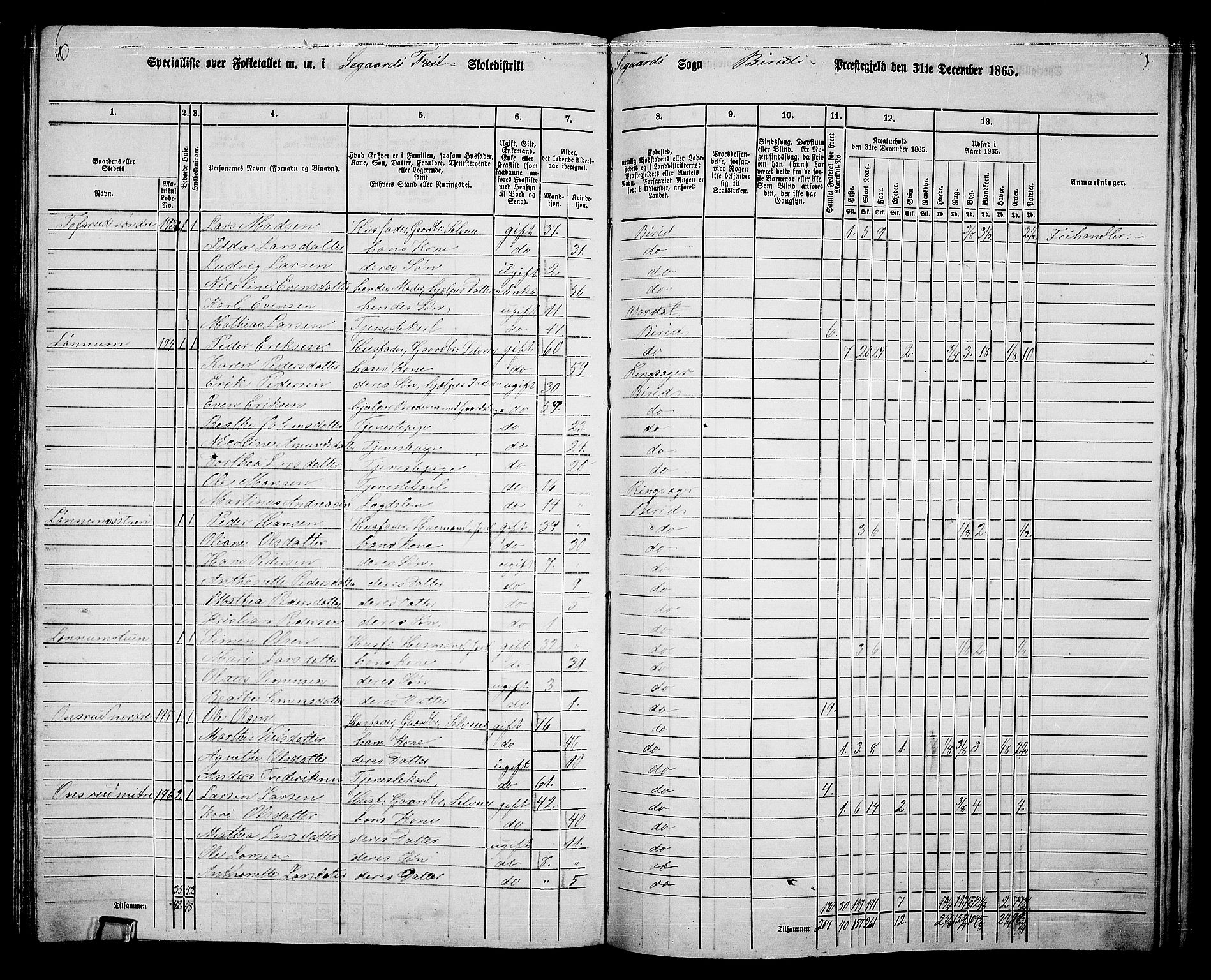 RA, 1865 census for Biri, 1865, p. 179