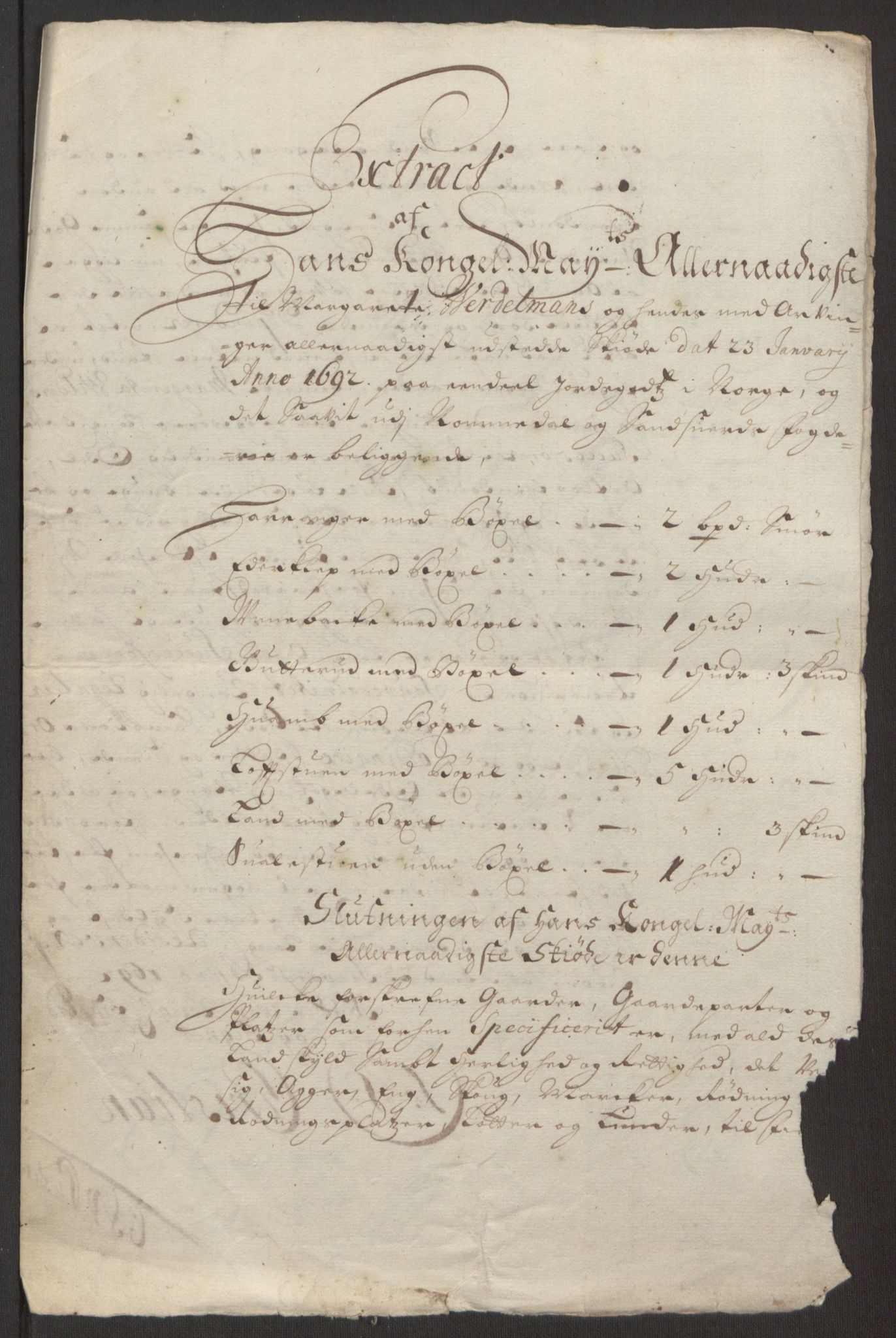 Rentekammeret inntil 1814, Reviderte regnskaper, Fogderegnskap, AV/RA-EA-4092/R24/L1575: Fogderegnskap Numedal og Sandsvær, 1692-1695, p. 450