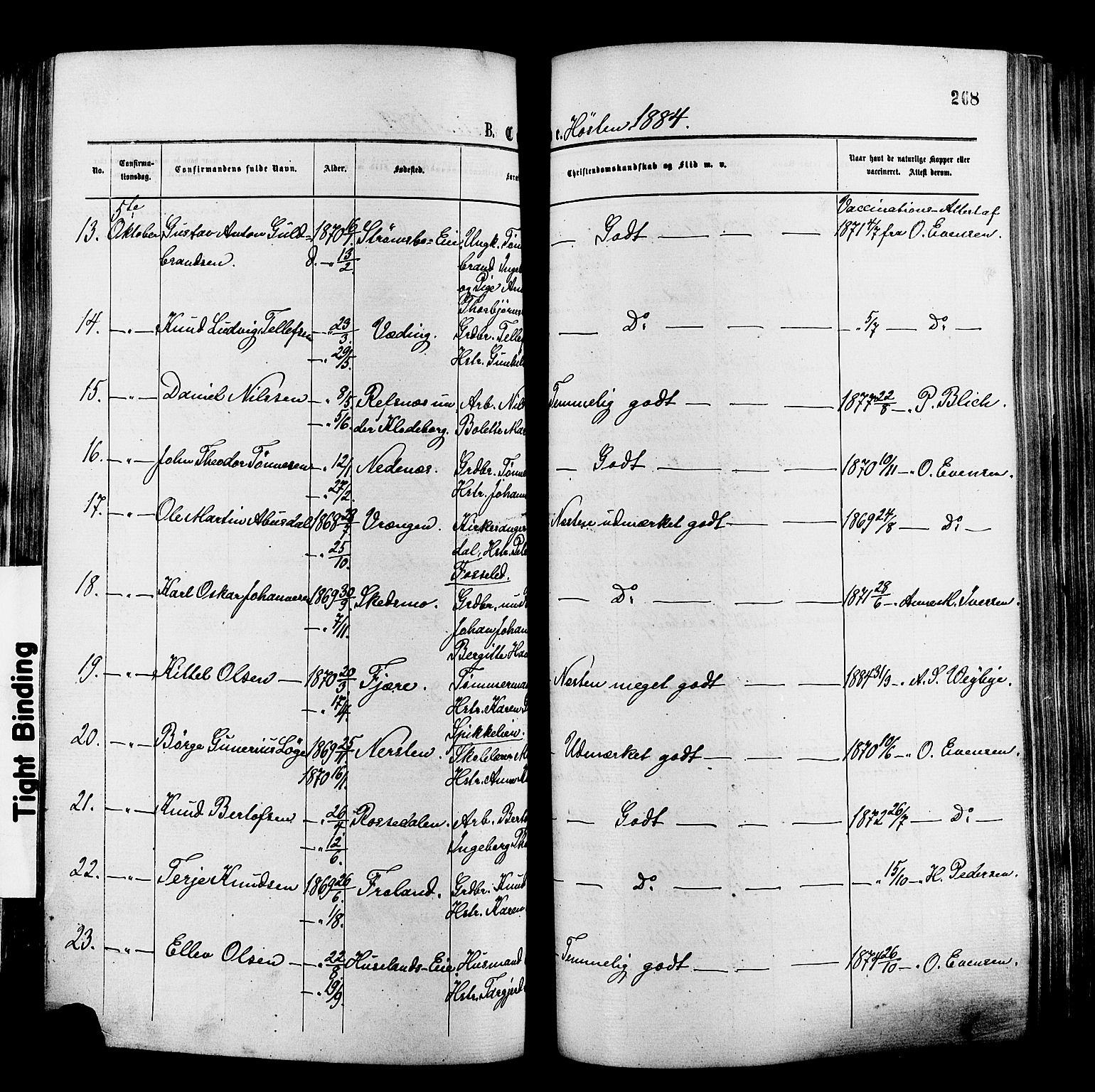 Øyestad sokneprestkontor, AV/SAK-1111-0049/F/Fa/L0016: Parish register (official) no. A 16, 1874-1886, p. 268