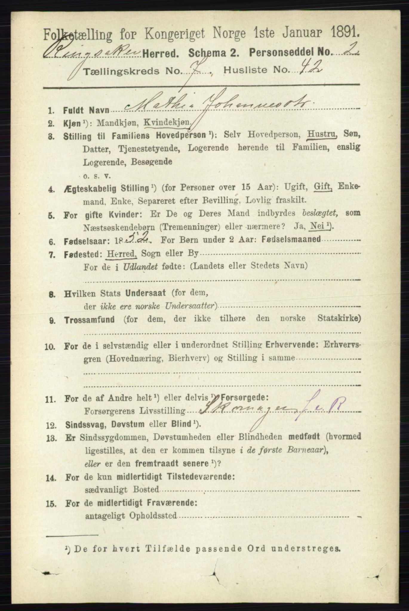 RA, 1891 census for 0412 Ringsaker, 1891, p. 4177