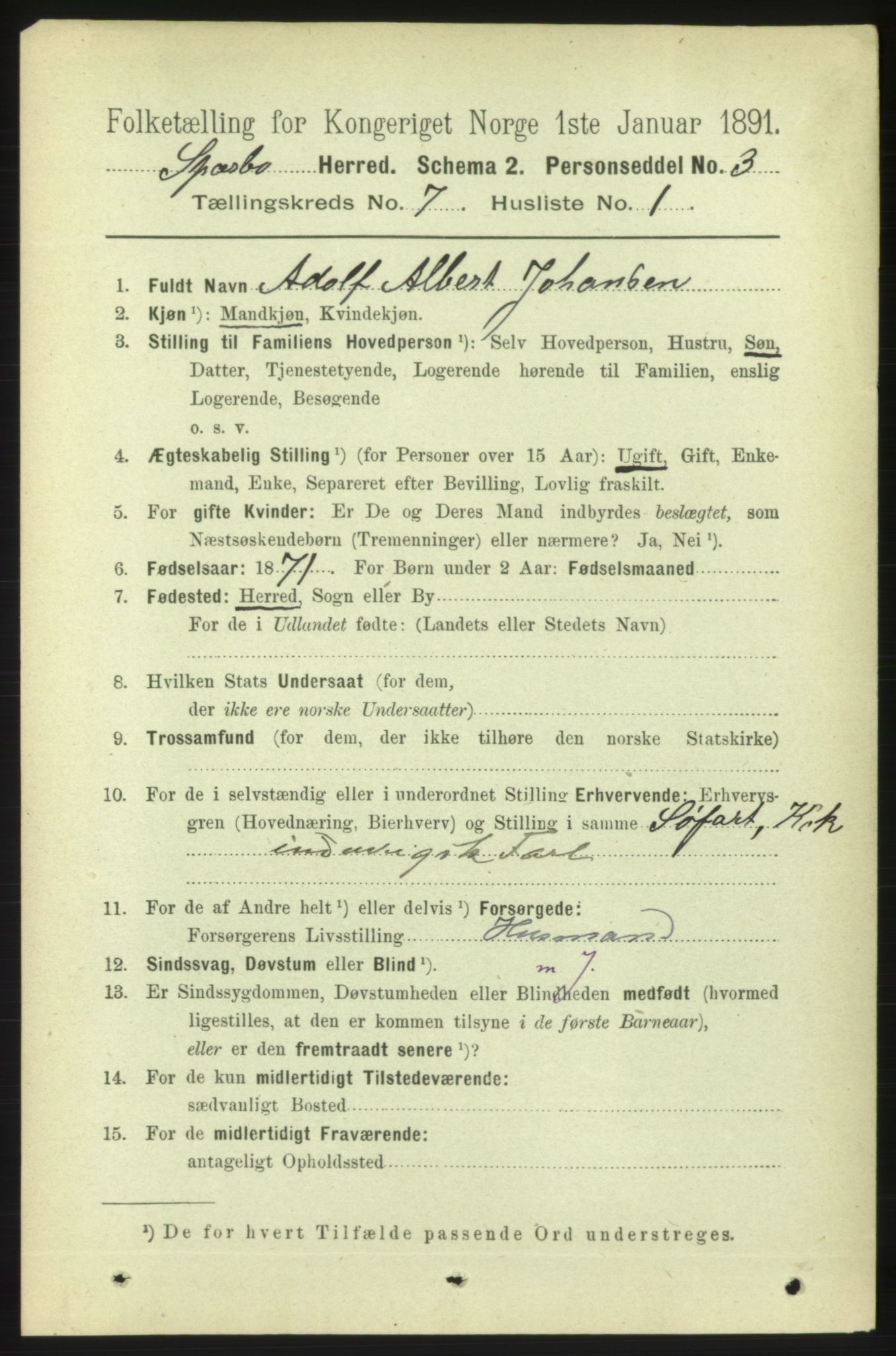 RA, 1891 census for 1731 Sparbu, 1891, p. 2407