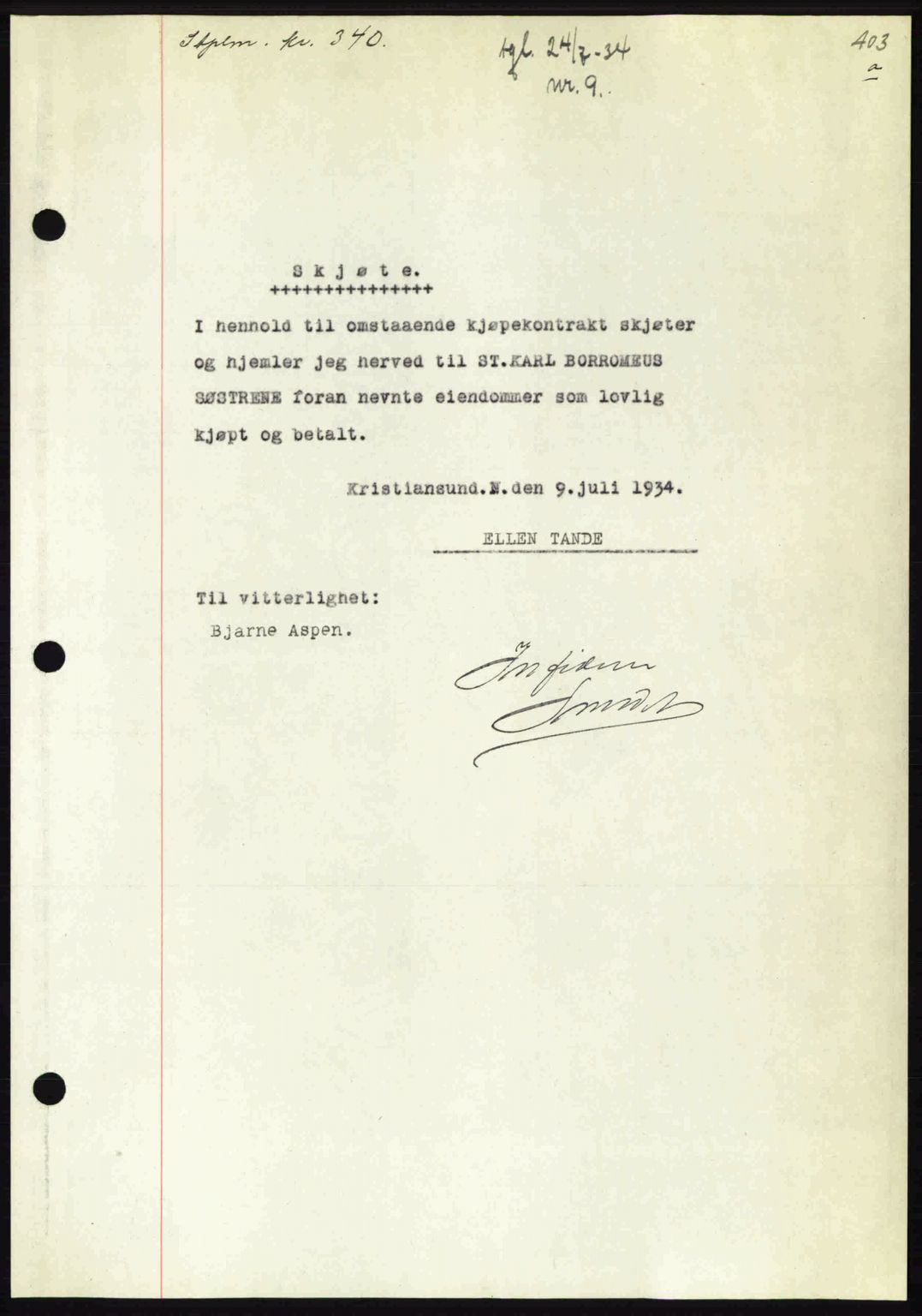 Kristiansund byfogd, AV/SAT-A-4587/A/27: Mortgage book no. 27, 1933-1934, Deed date: 24.07.1934