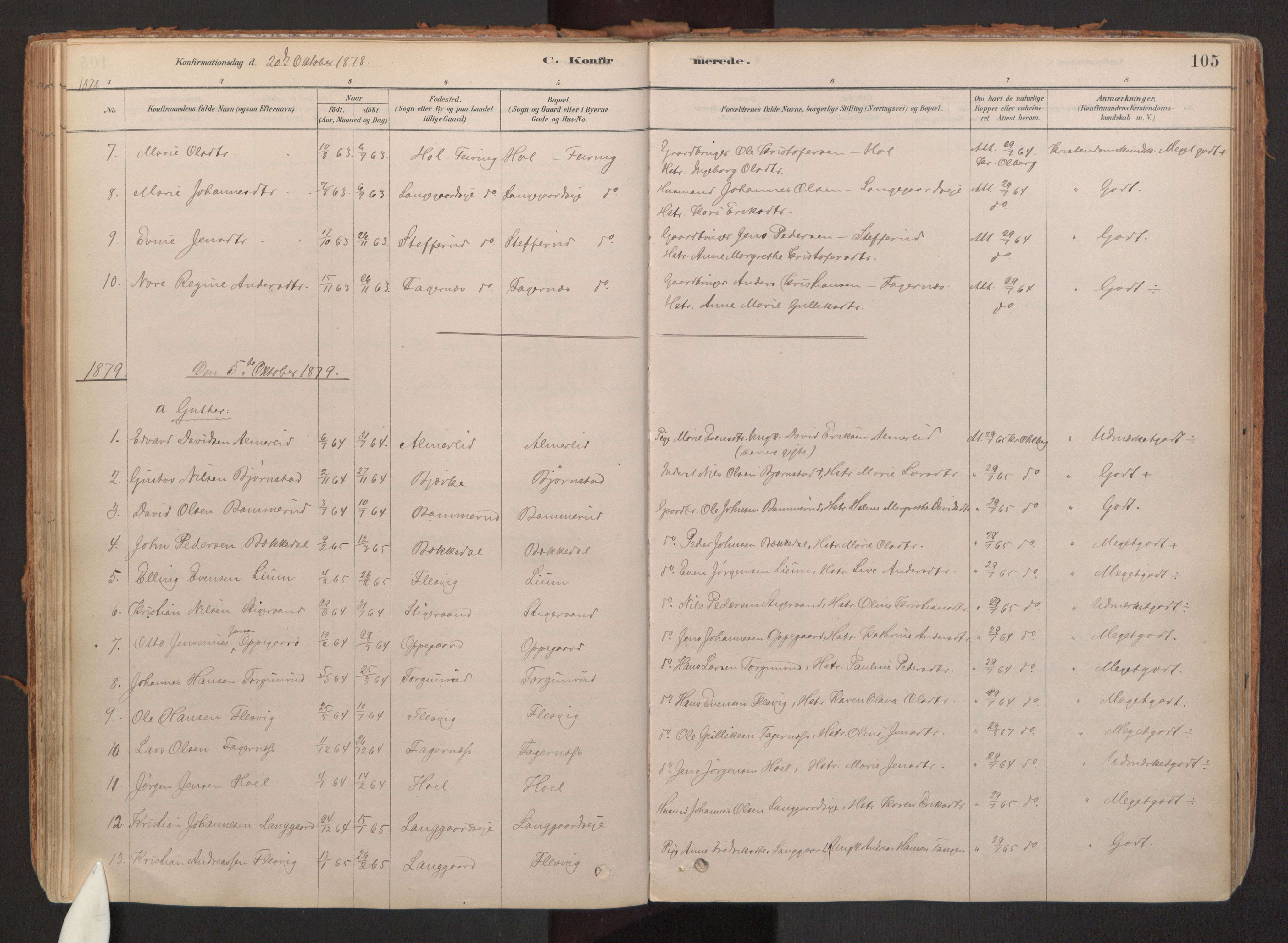 Hurdal prestekontor Kirkebøker, SAO/A-10889/F/Fb/L0003: Parish register (official) no. II 3, 1878-1920, p. 105