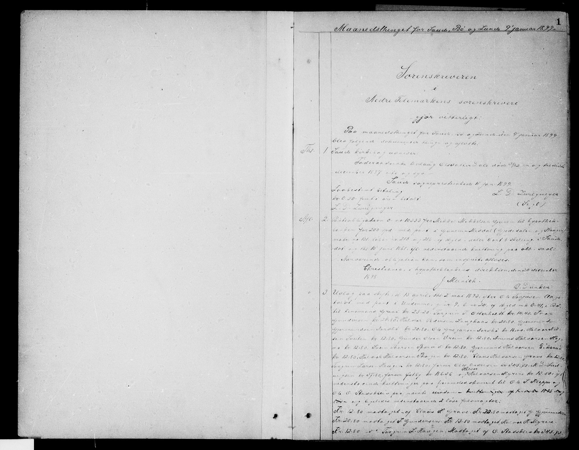 Nedre Telemark sorenskriveri, SAKO/A-135/G/Ga/Gaa/L0011: Mortgage book no. I 11, 1899-1902, p. 1