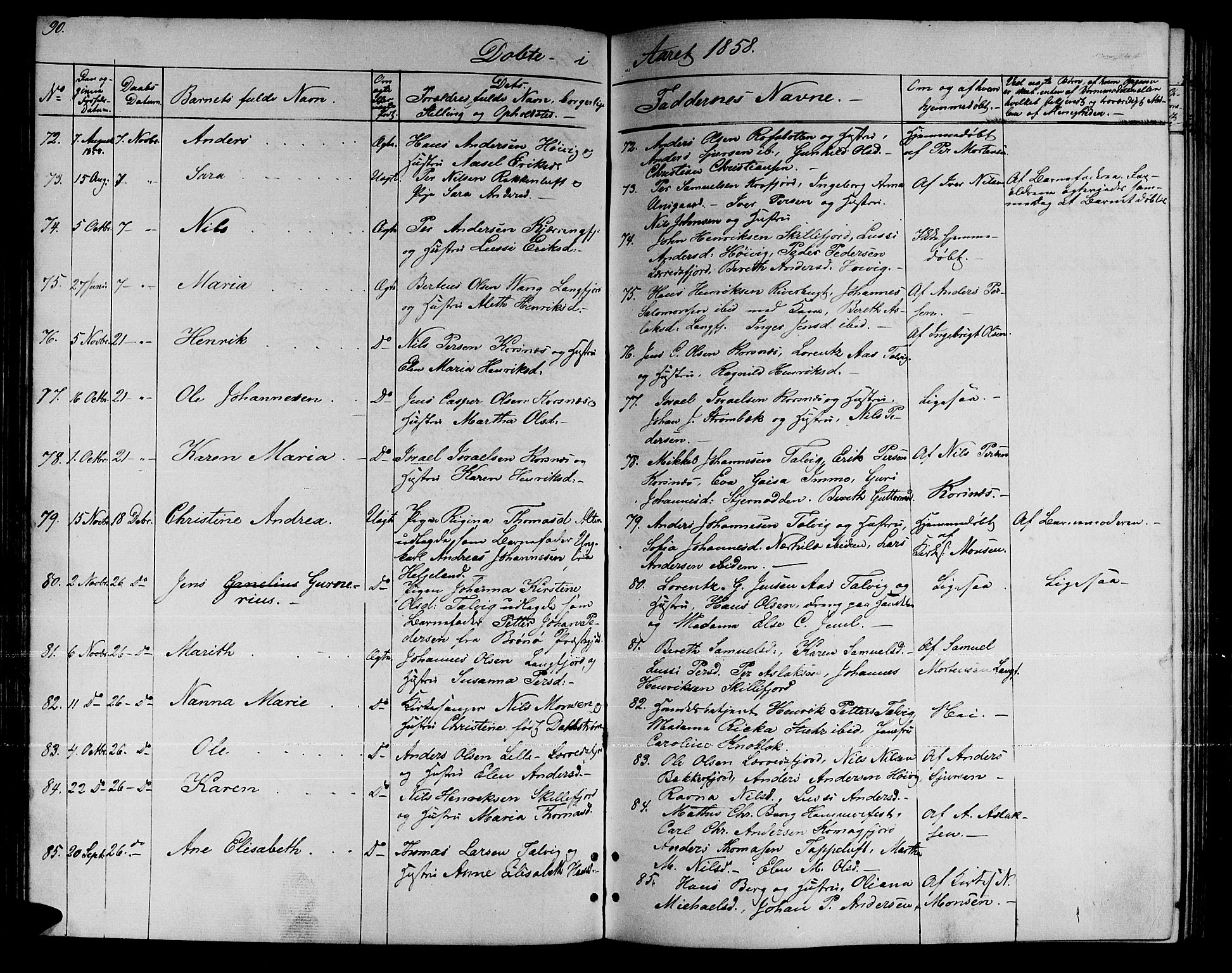 Talvik sokneprestkontor, AV/SATØ-S-1337/H/Hb/L0001klokker: Parish register (copy) no. 1, 1847-1863, p. 90